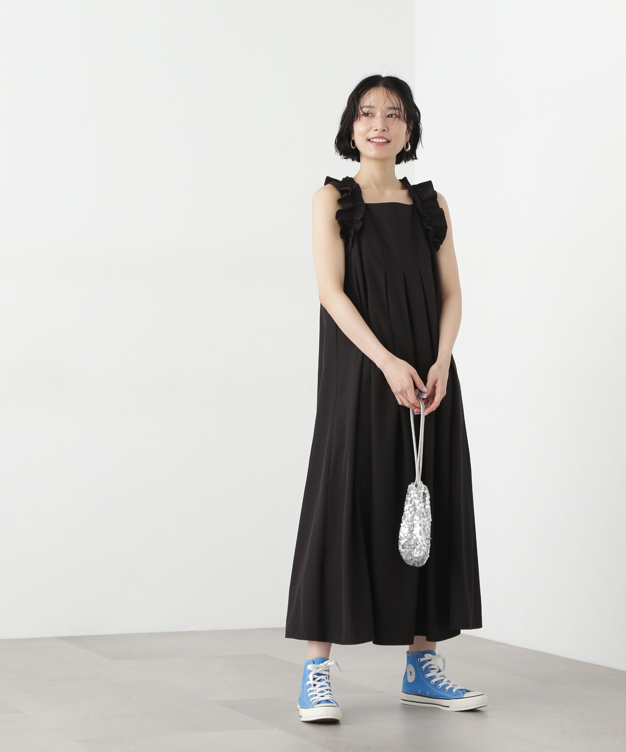  「ラッフルショルダーワンピース」|ワンピース|