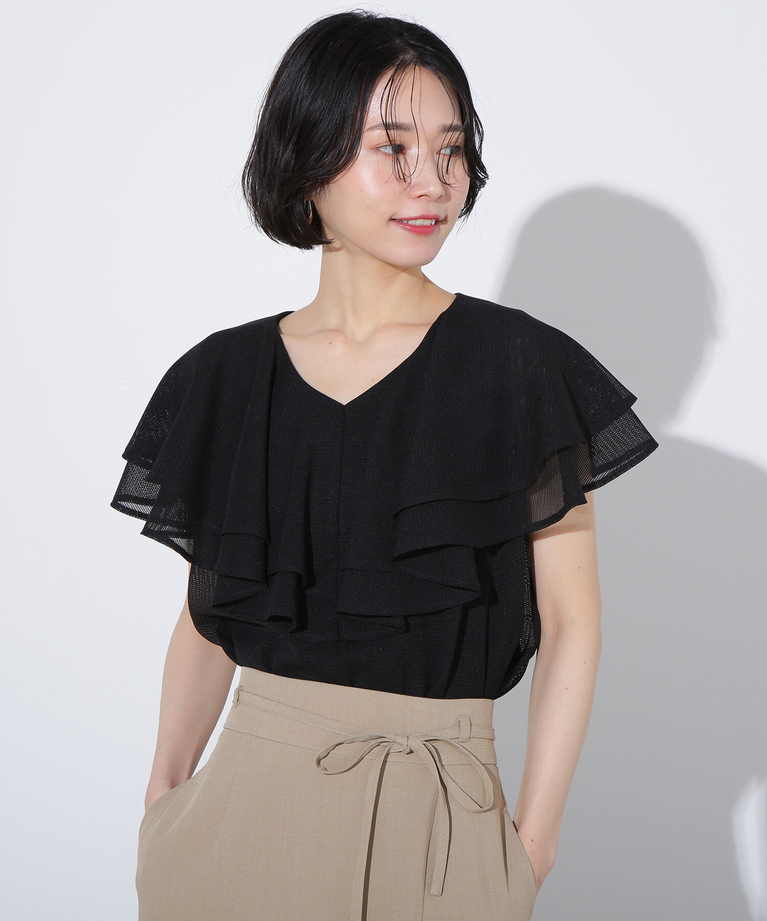  「メッシュフリルブラウス」|シャツ・ブラウス|