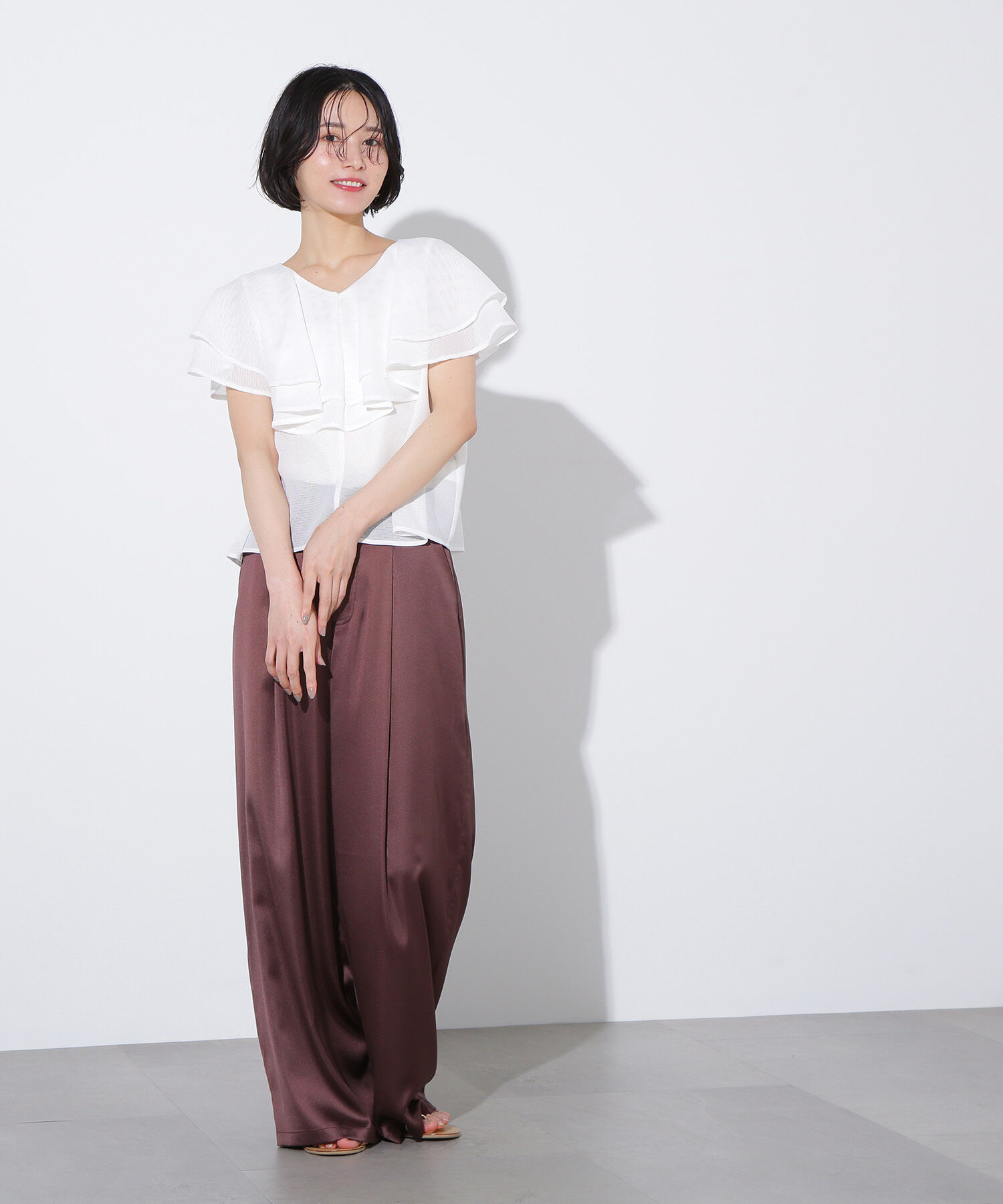  「メッシュフリルブラウス」|シャツ・ブラウス|