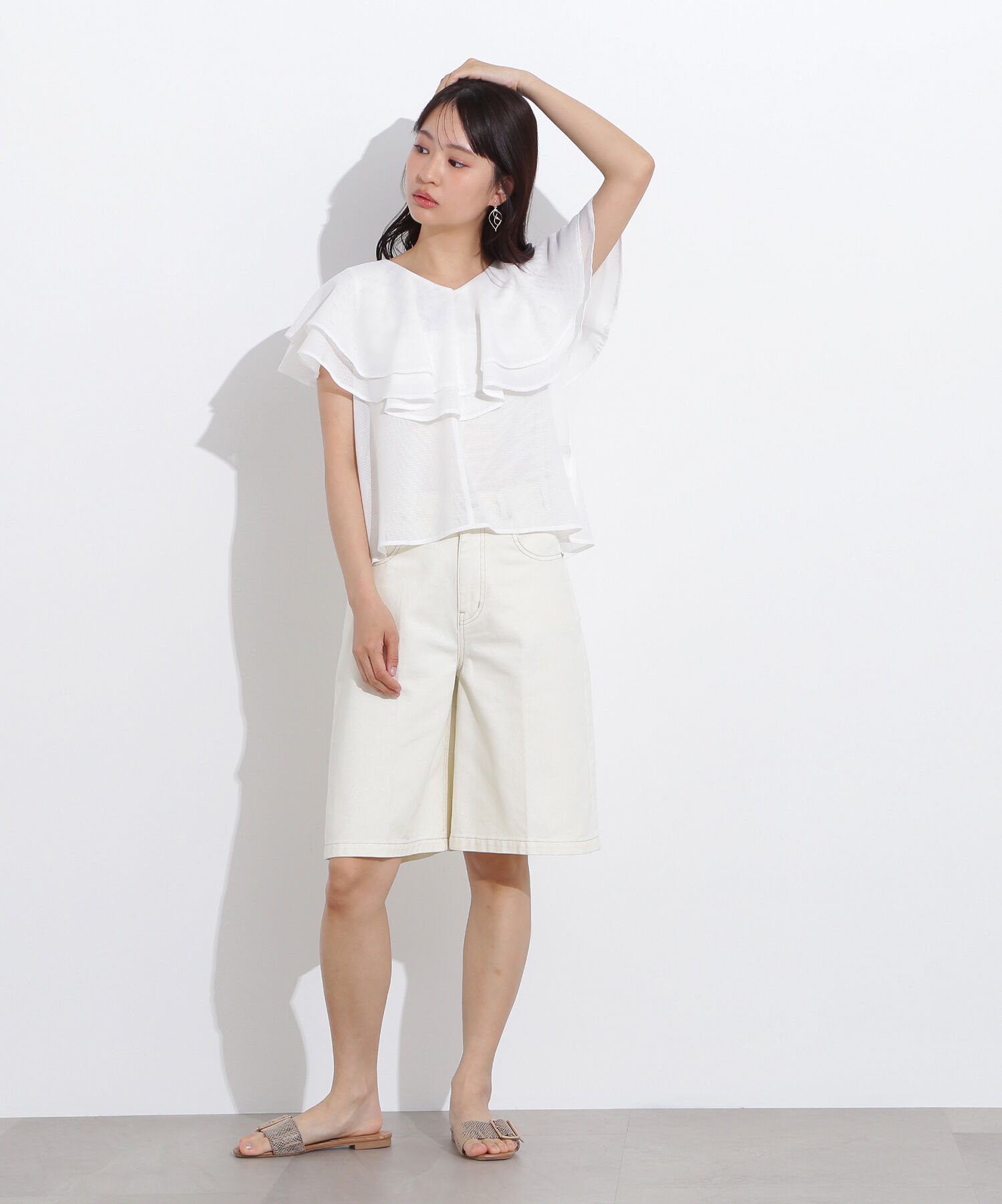  「メッシュフリルブラウス」|シャツ・ブラウス|