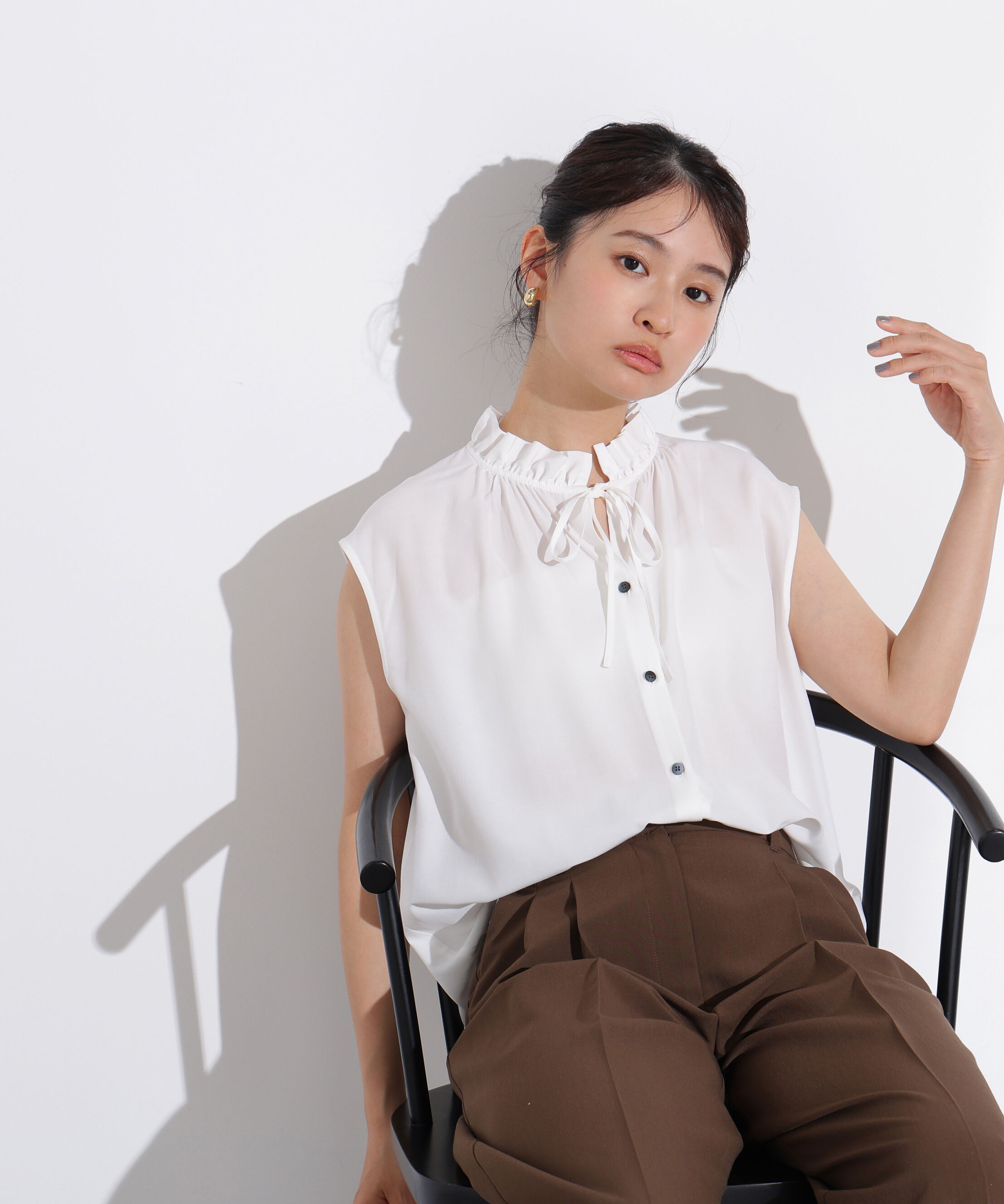  「スタンドフリルネックブラウス」|シャツ・ブラウス|