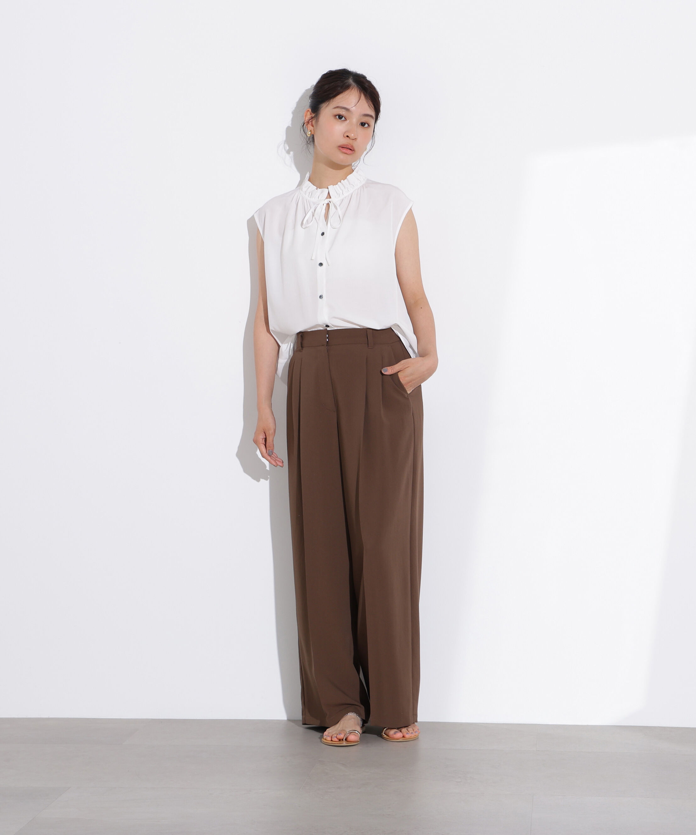  「スタンドフリルネックブラウス」|シャツ・ブラウス|