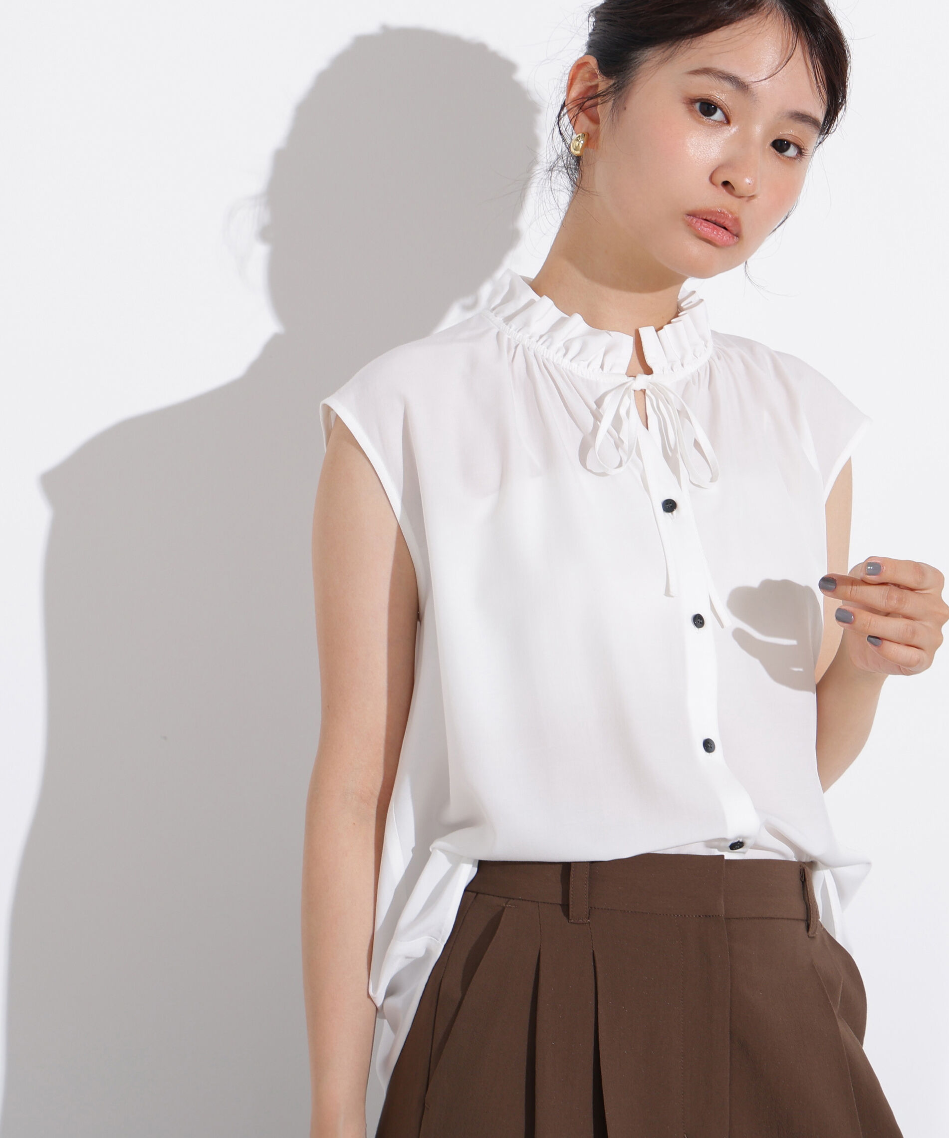 「スタンドフリルネックブラウス」|シャツ・ブラウス|