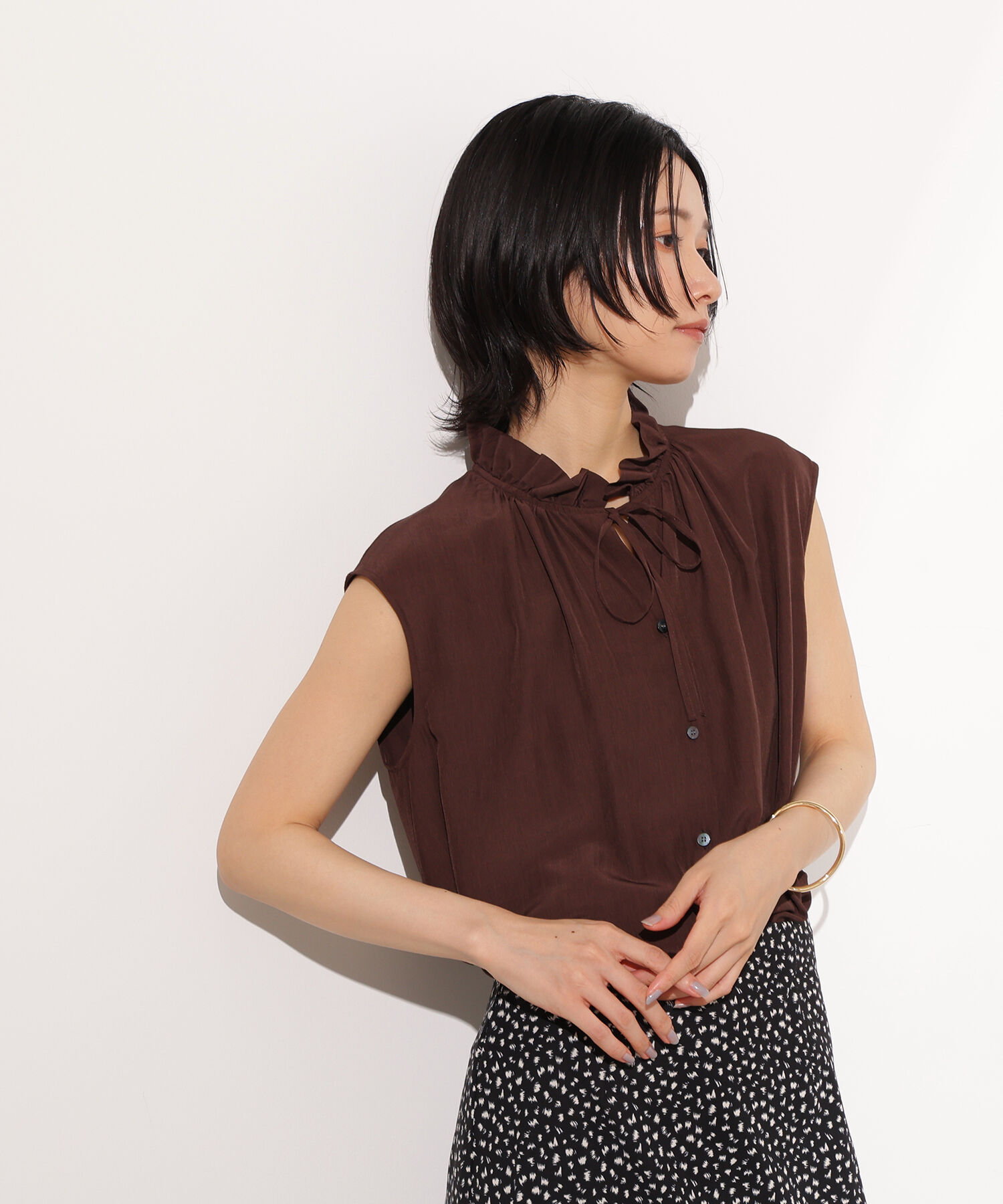 「スタンドフリルネックブラウス」|シャツ・ブラウス|