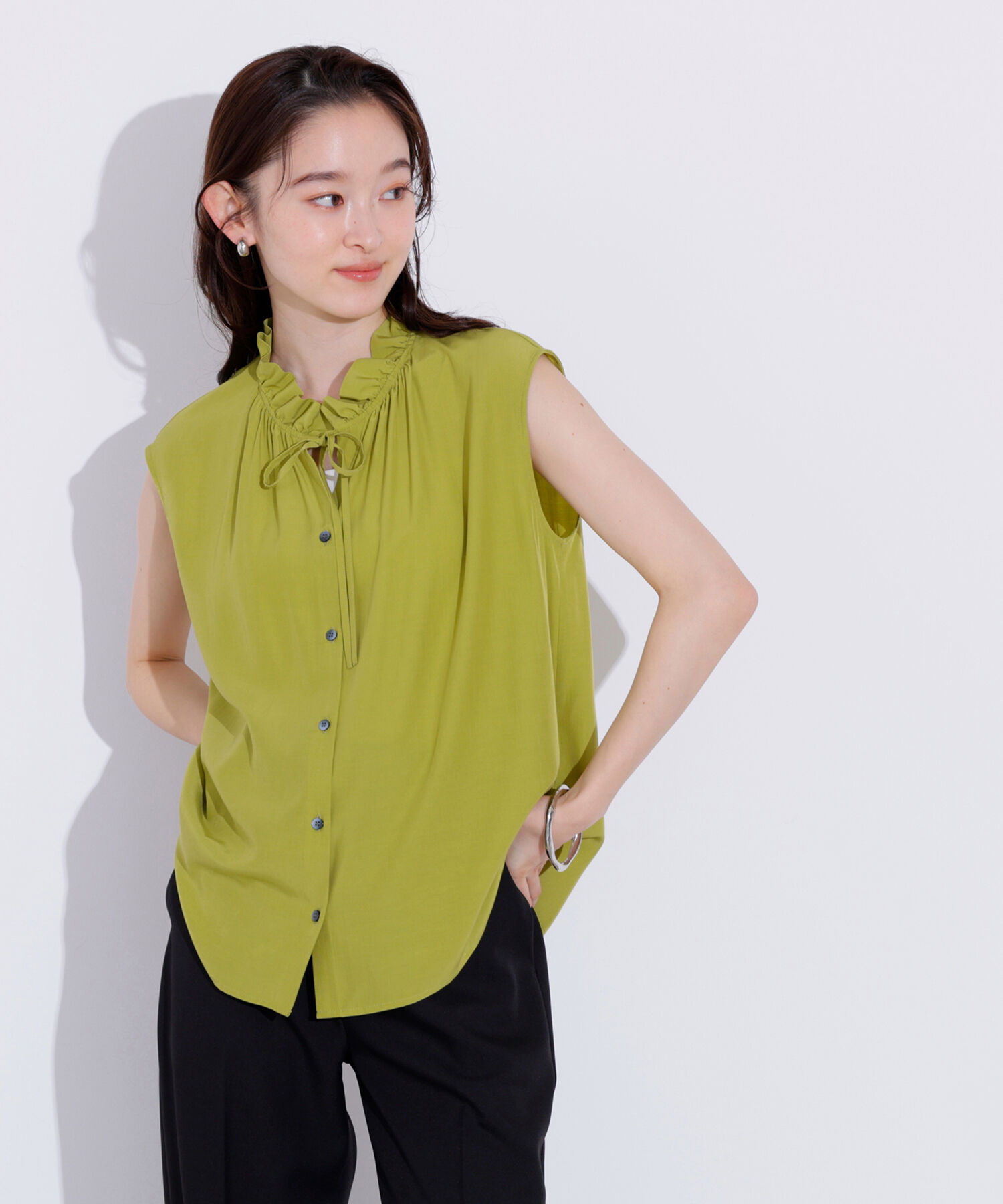  「スタンドフリルネックブラウス」|シャツ・ブラウス|