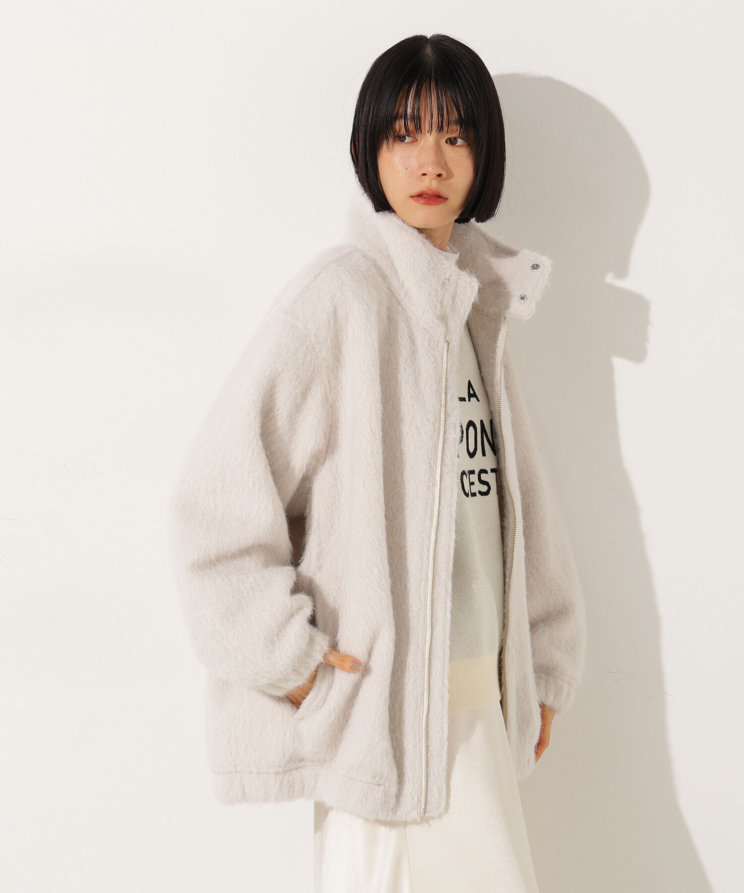  「スタンドネックシャギーブルゾン」|ブルゾン・スタジャン|