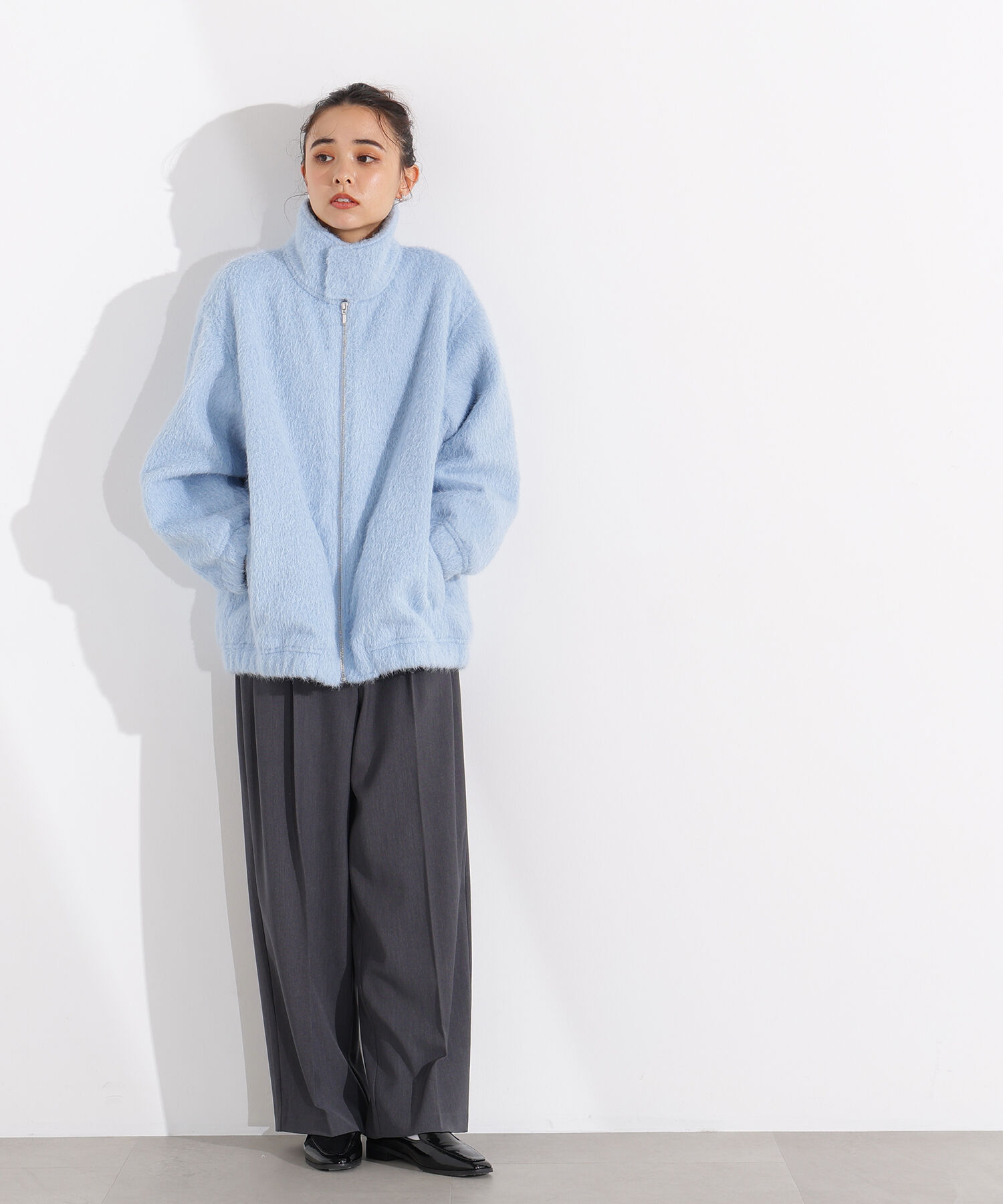  「スタンドネックシャギーブルゾン」|ブルゾン・スタジャン|