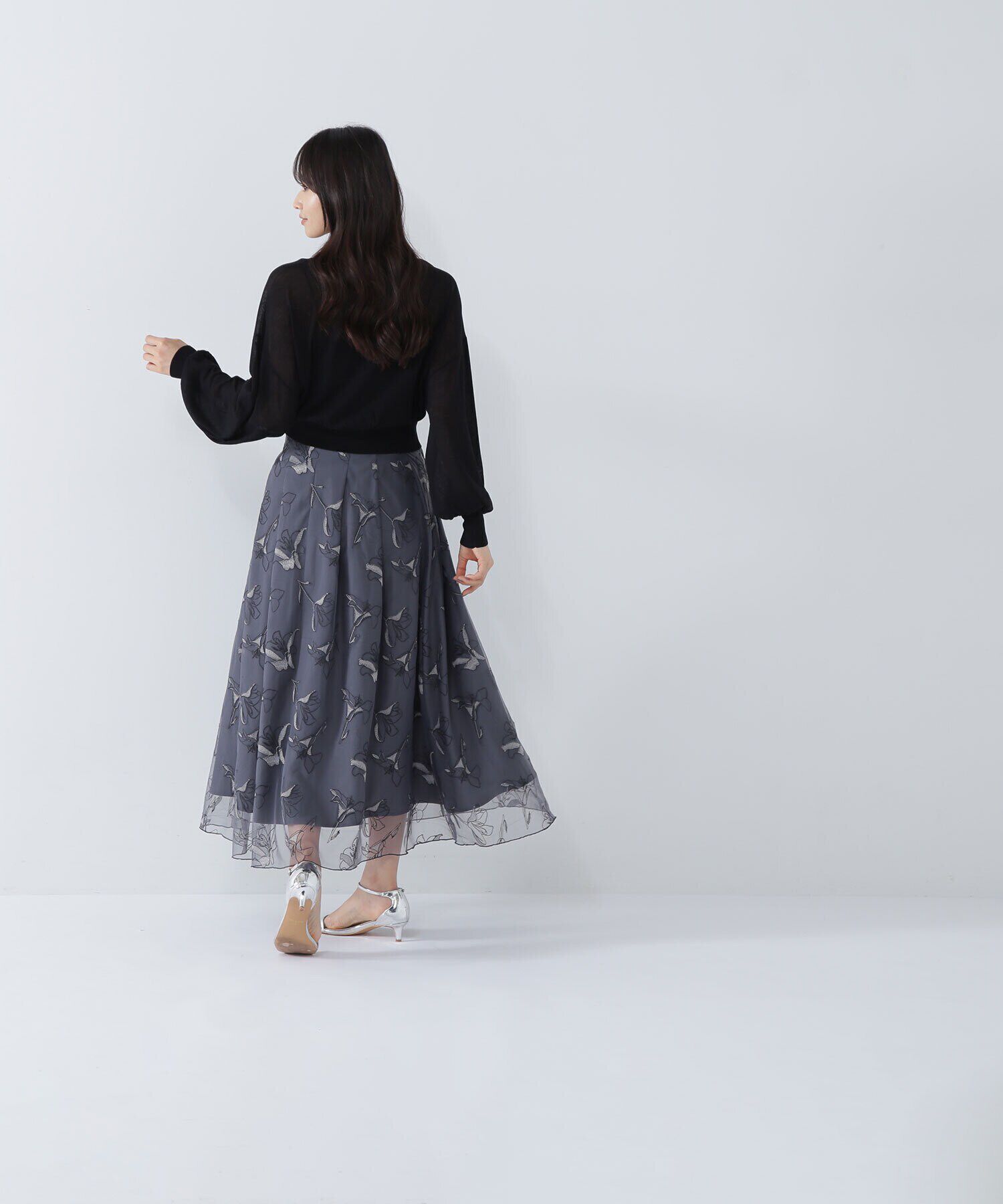  「チュール刺繍フレアスカート」|スカート|