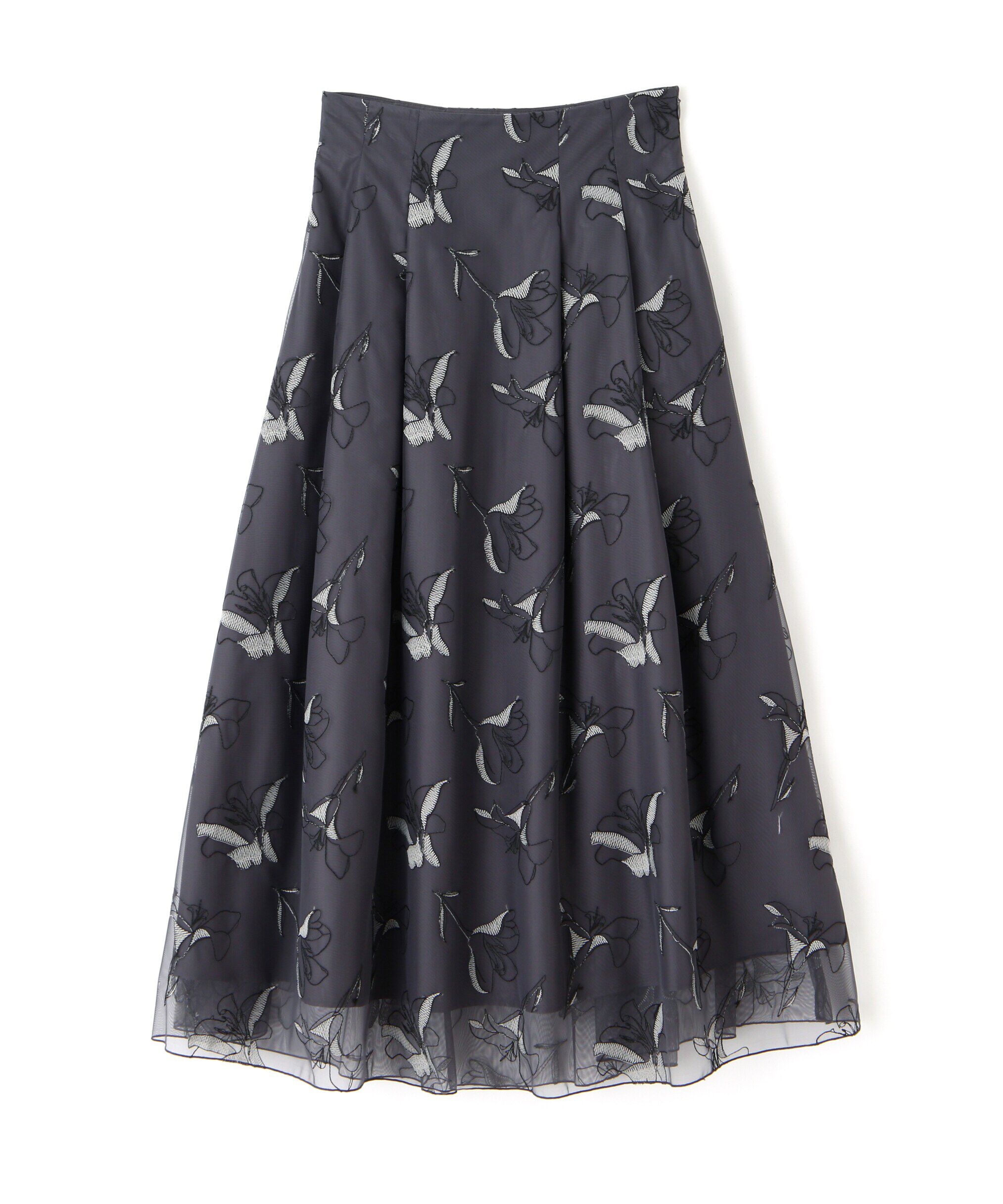  「チュール刺繍フレアスカート」|スカート|