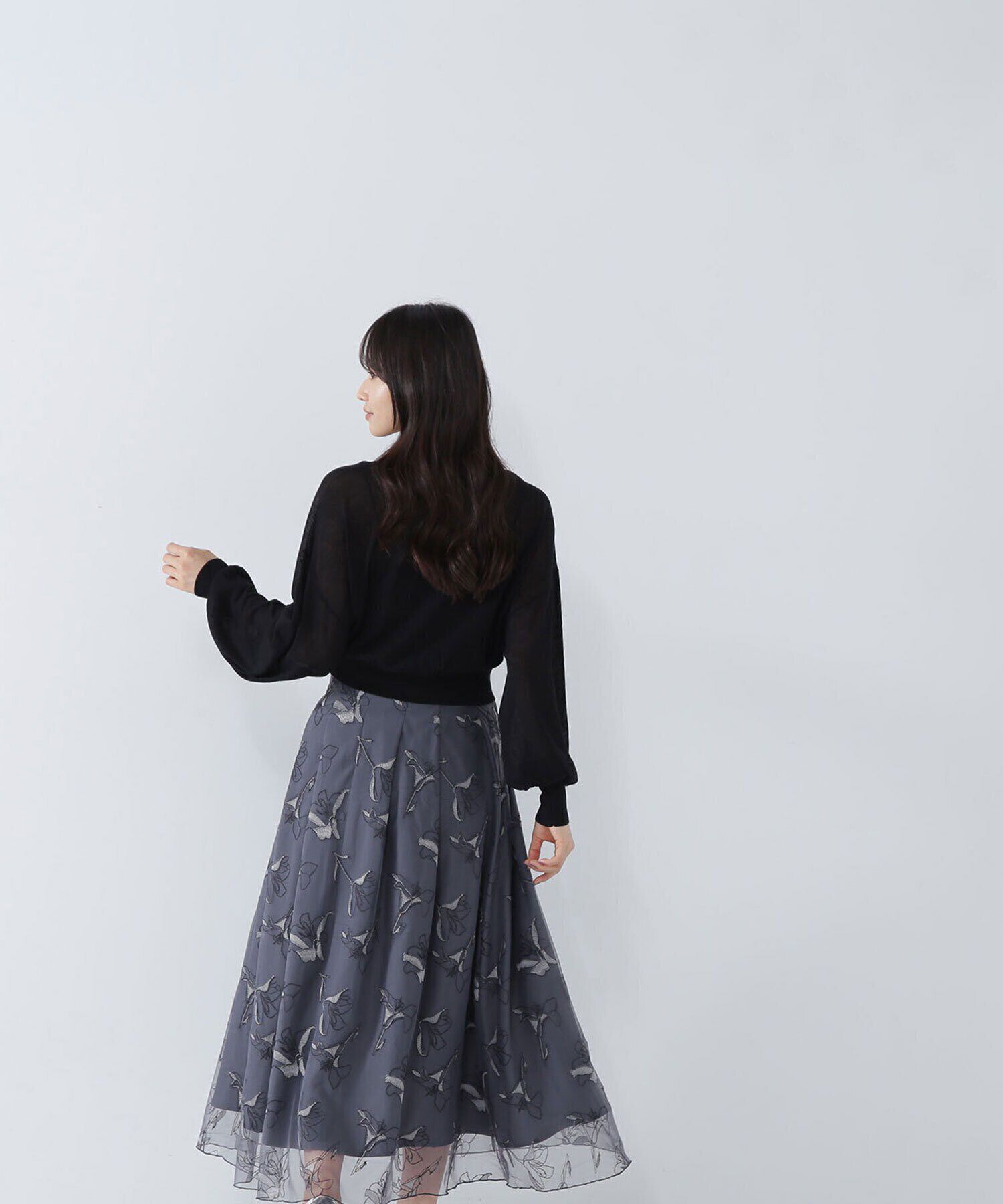  「チュール刺繍フレアスカート」|スカート|