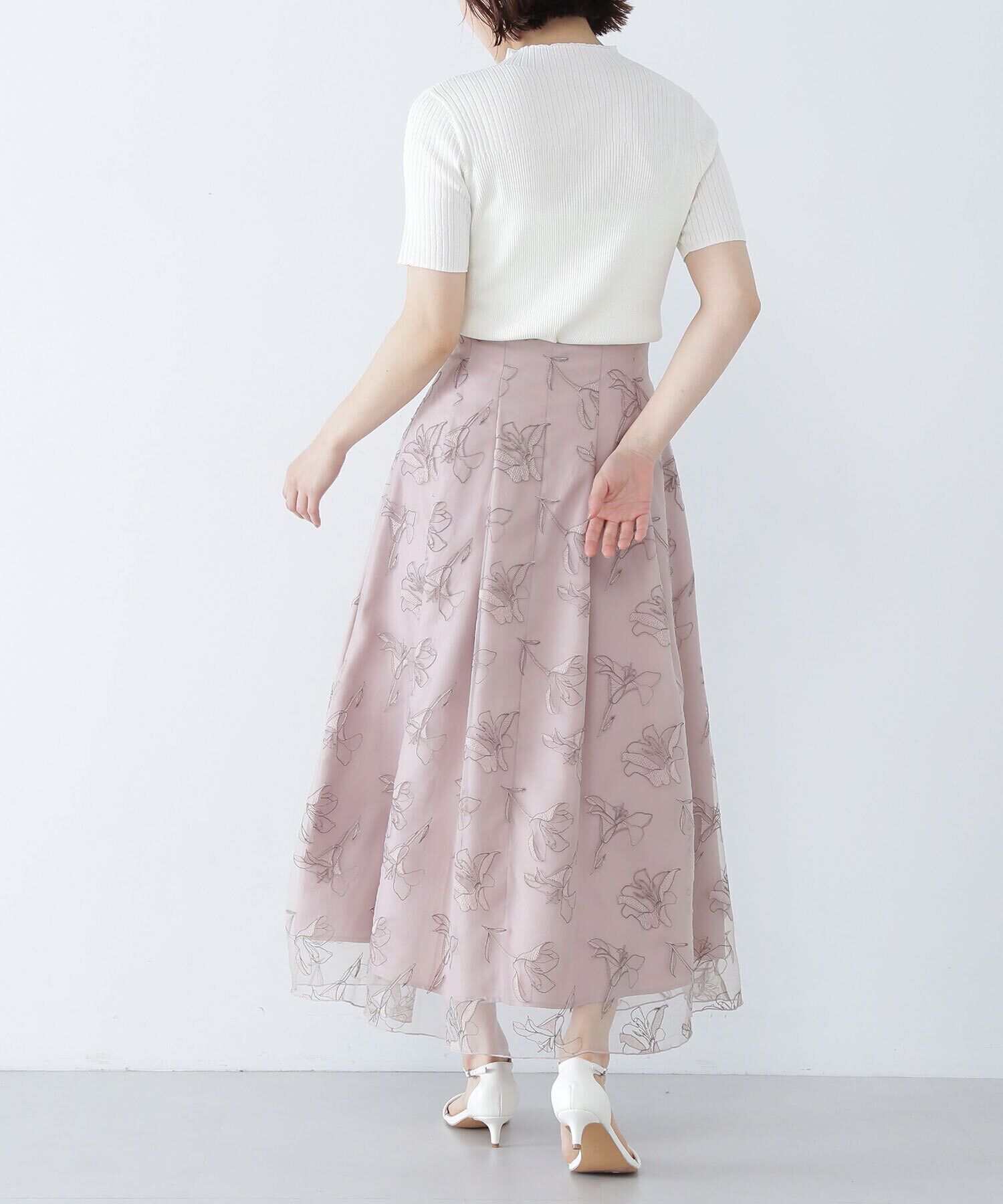  「チュール刺繍フレアスカート」|スカート|