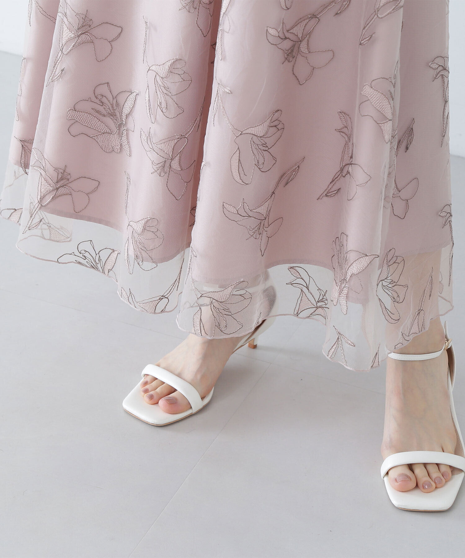  「チュール刺繍フレアスカート」|スカート|