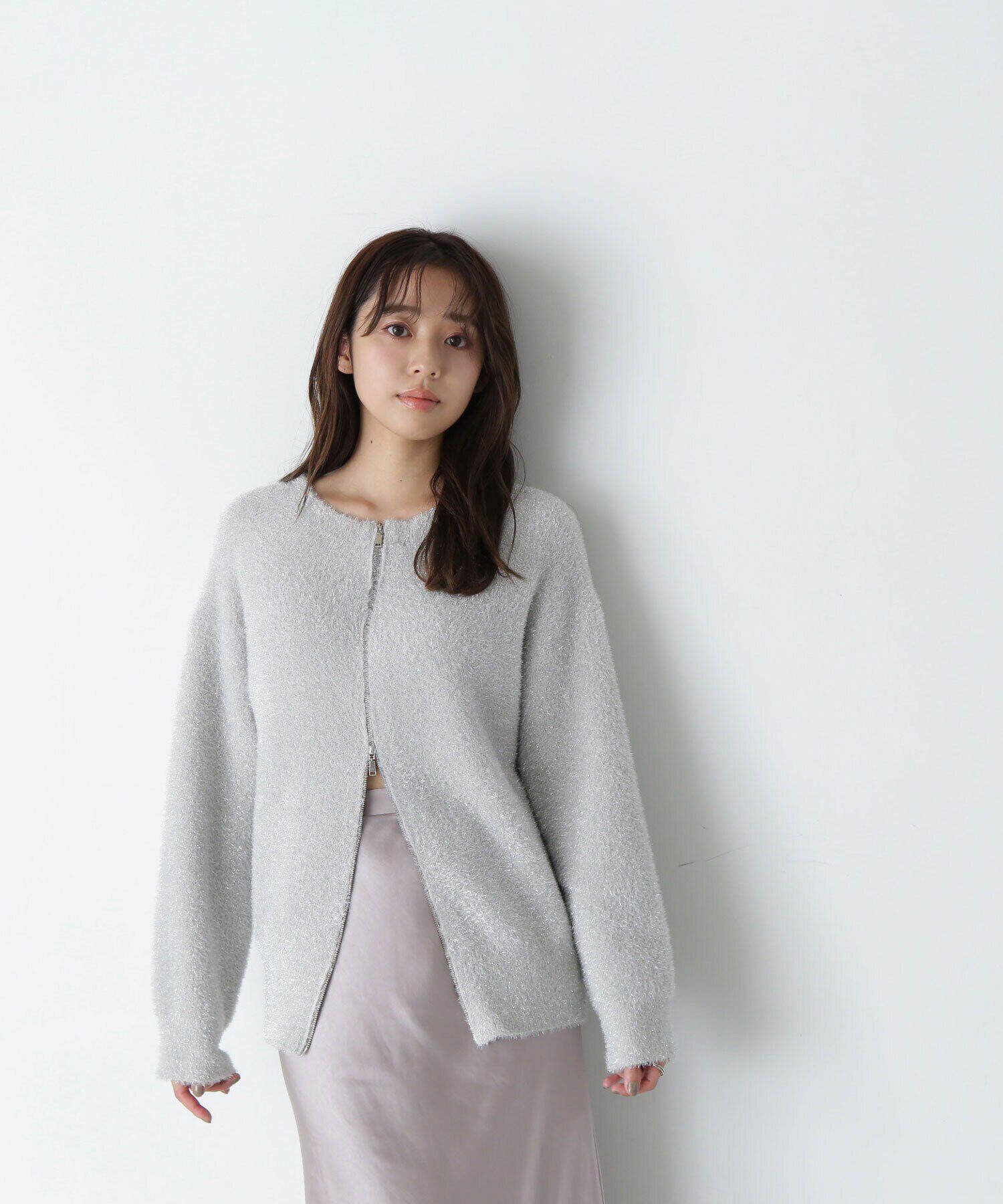  「グリッターラメジップカーディガン　24AW」|ニット・セーター|