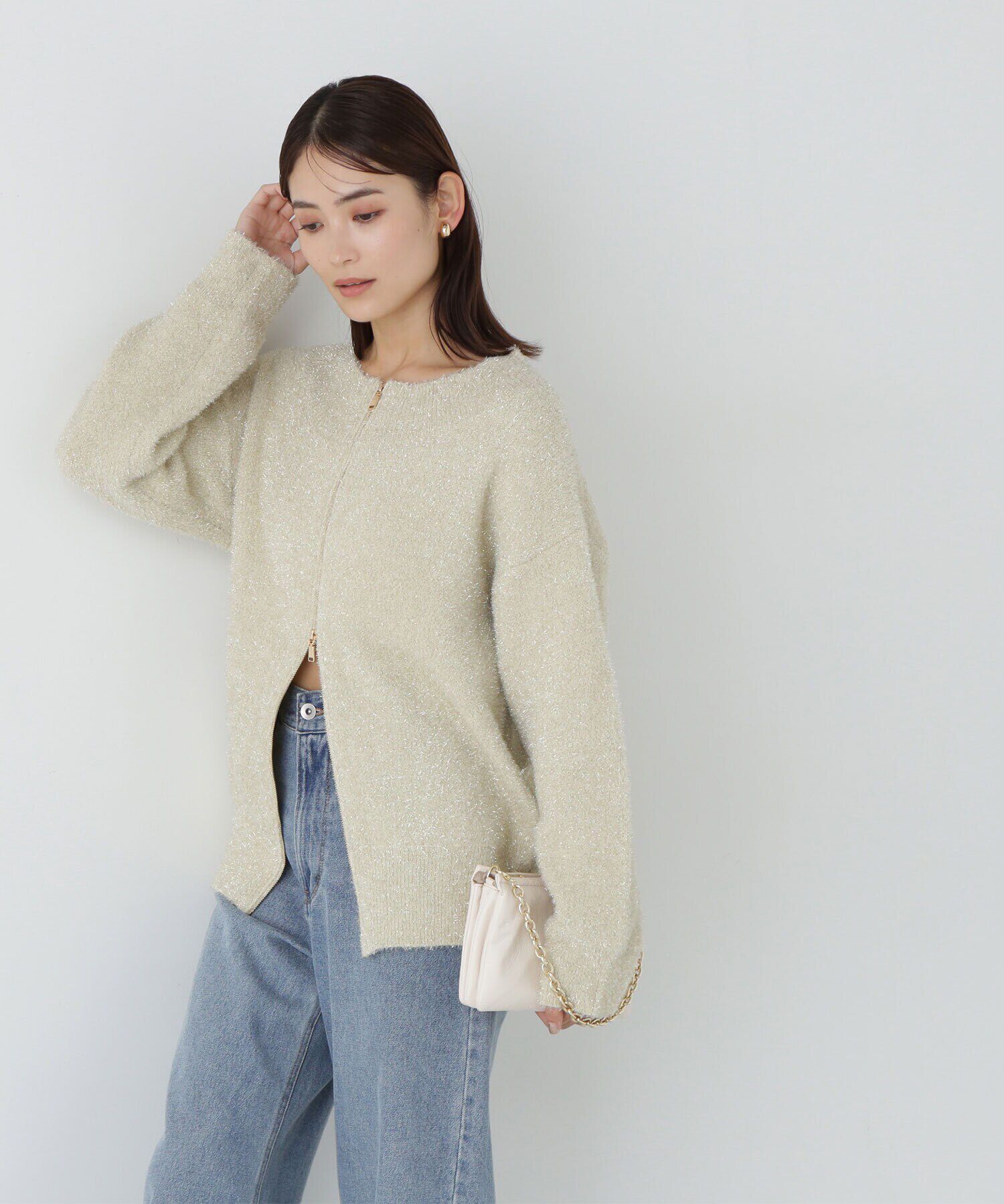  「グリッターラメジップカーディガン　24AW」|ニット・セーター|