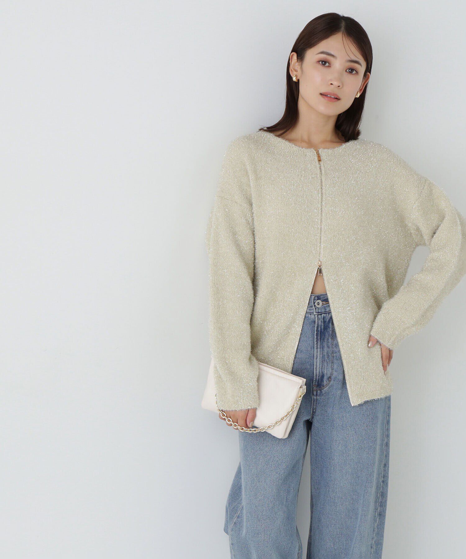  「グリッターラメジップカーディガン　24AW」|ニット・セーター|