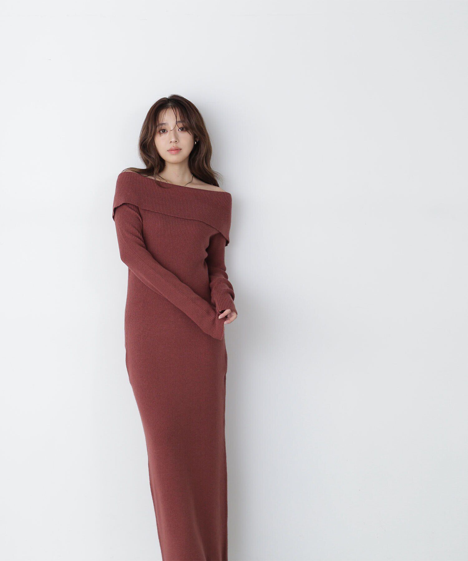  「ワイドショルダーIラインニットワンピース」|ワンピース|ガーネットブ 1