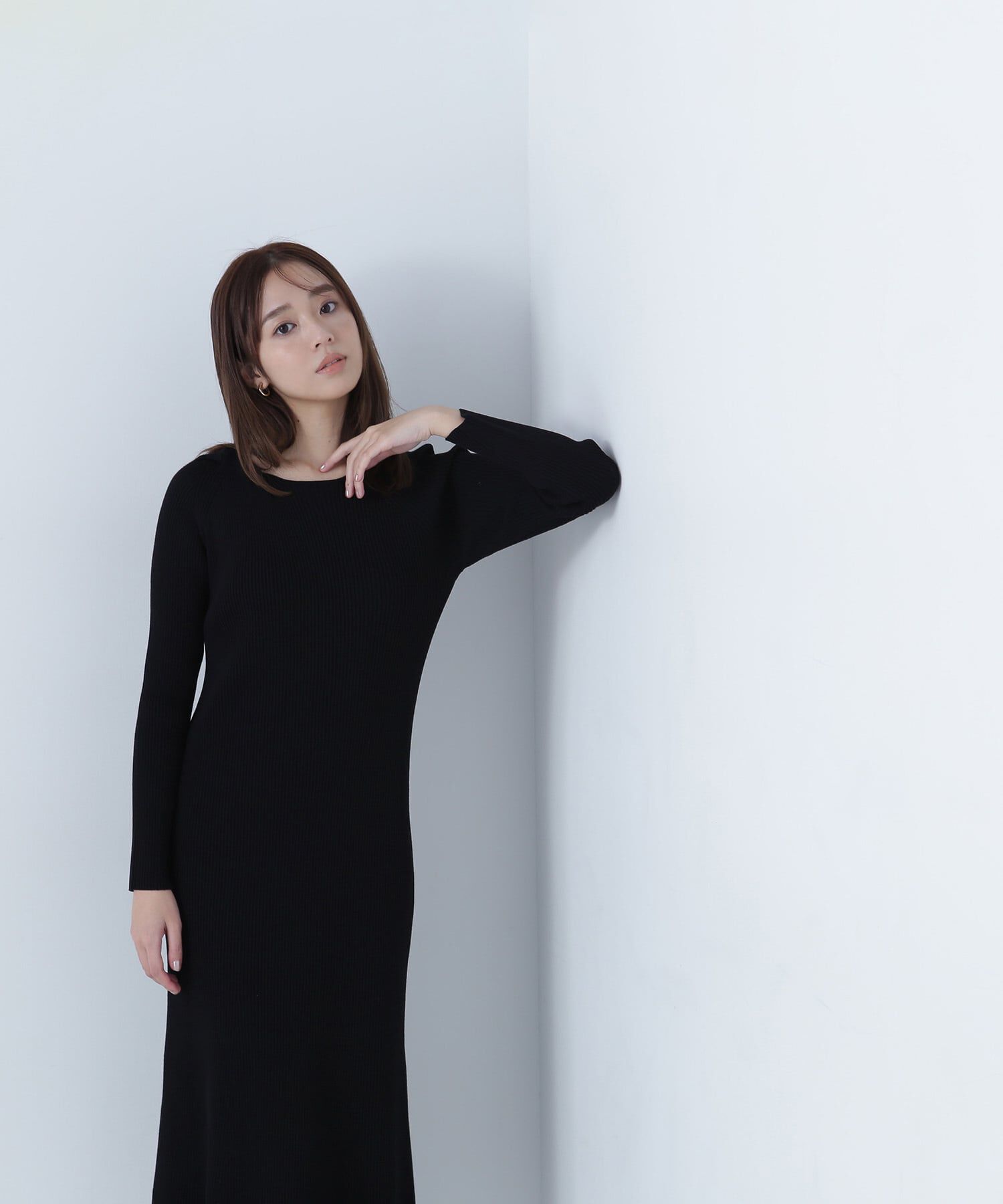  「ツイストアシメネックニットワンピース」|ワンピース|