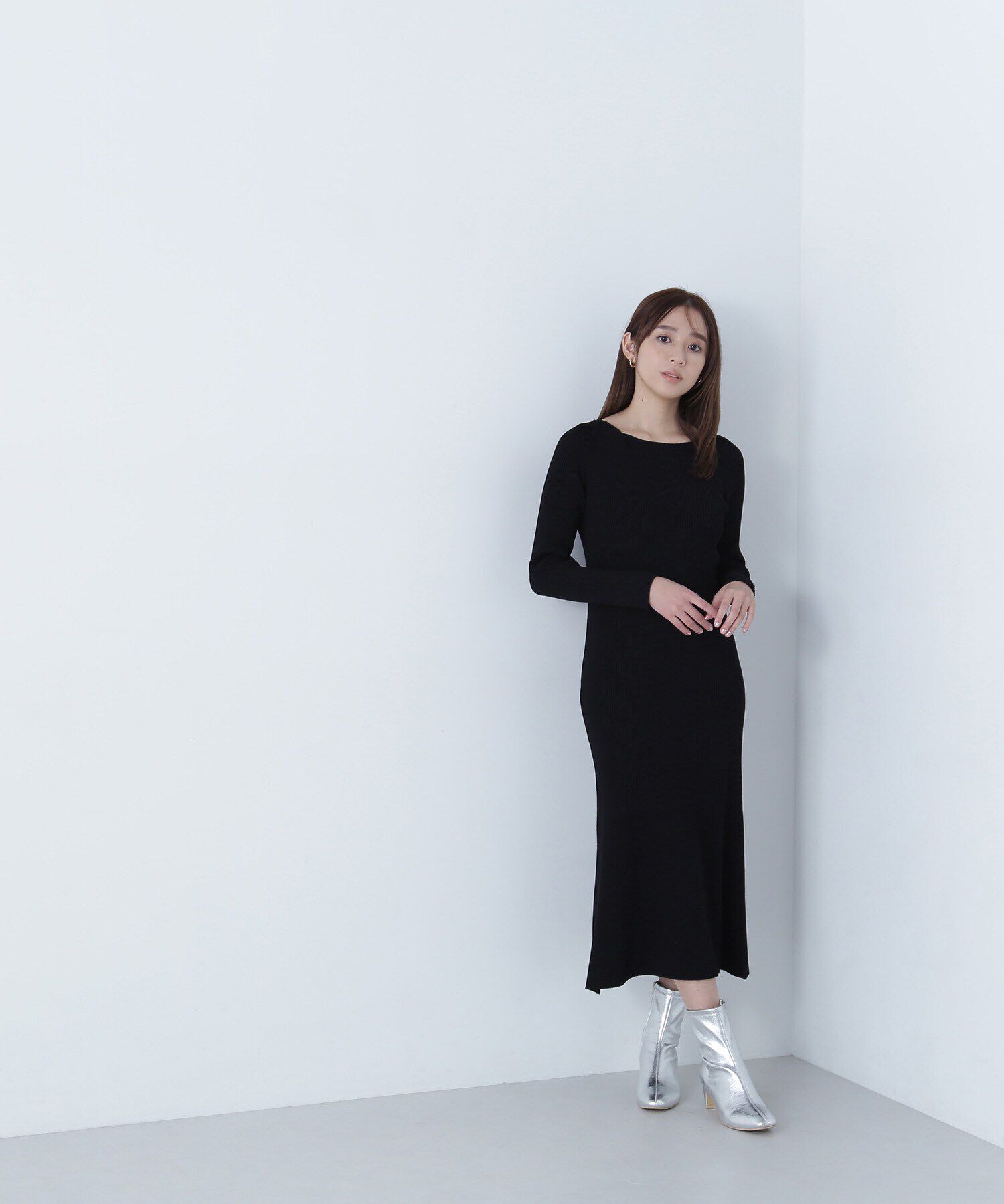  「ツイストアシメネックニットワンピース」|ワンピース|