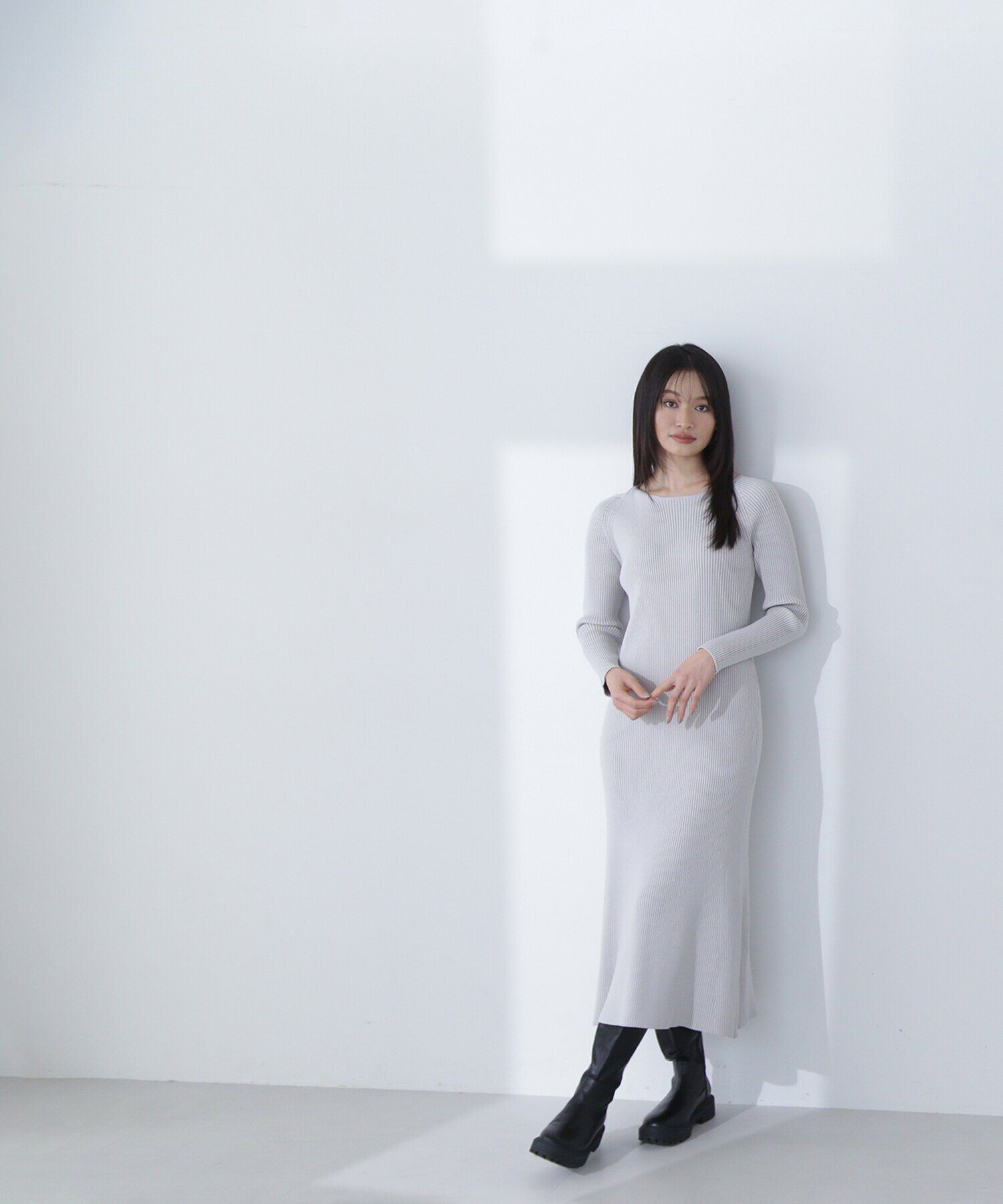  「ツイストアシメネックニットワンピース」|ワンピース|