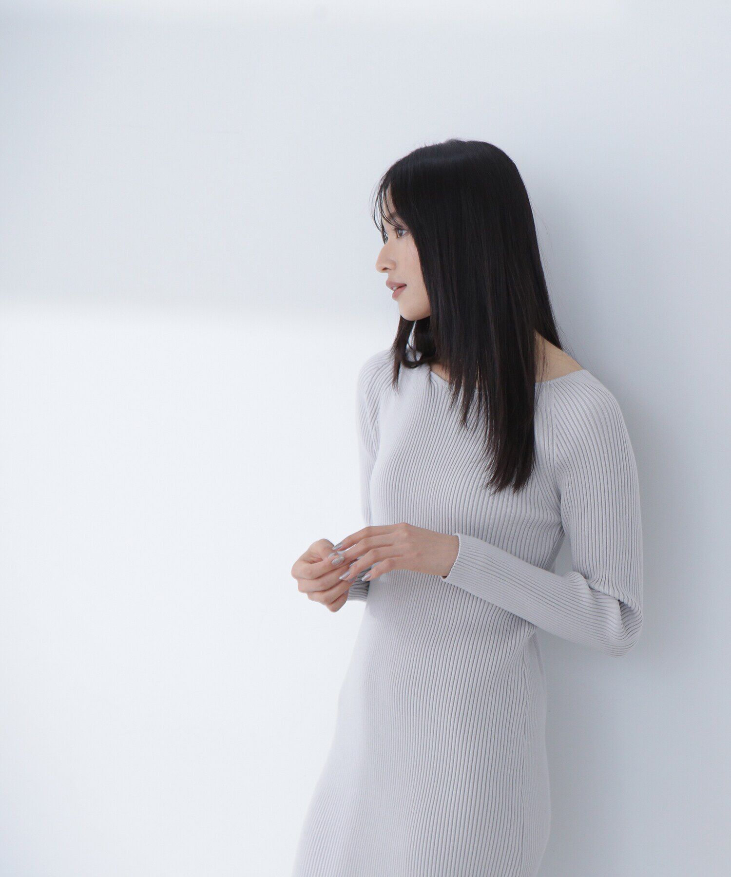  「ツイストアシメネックニットワンピース」|ワンピース|