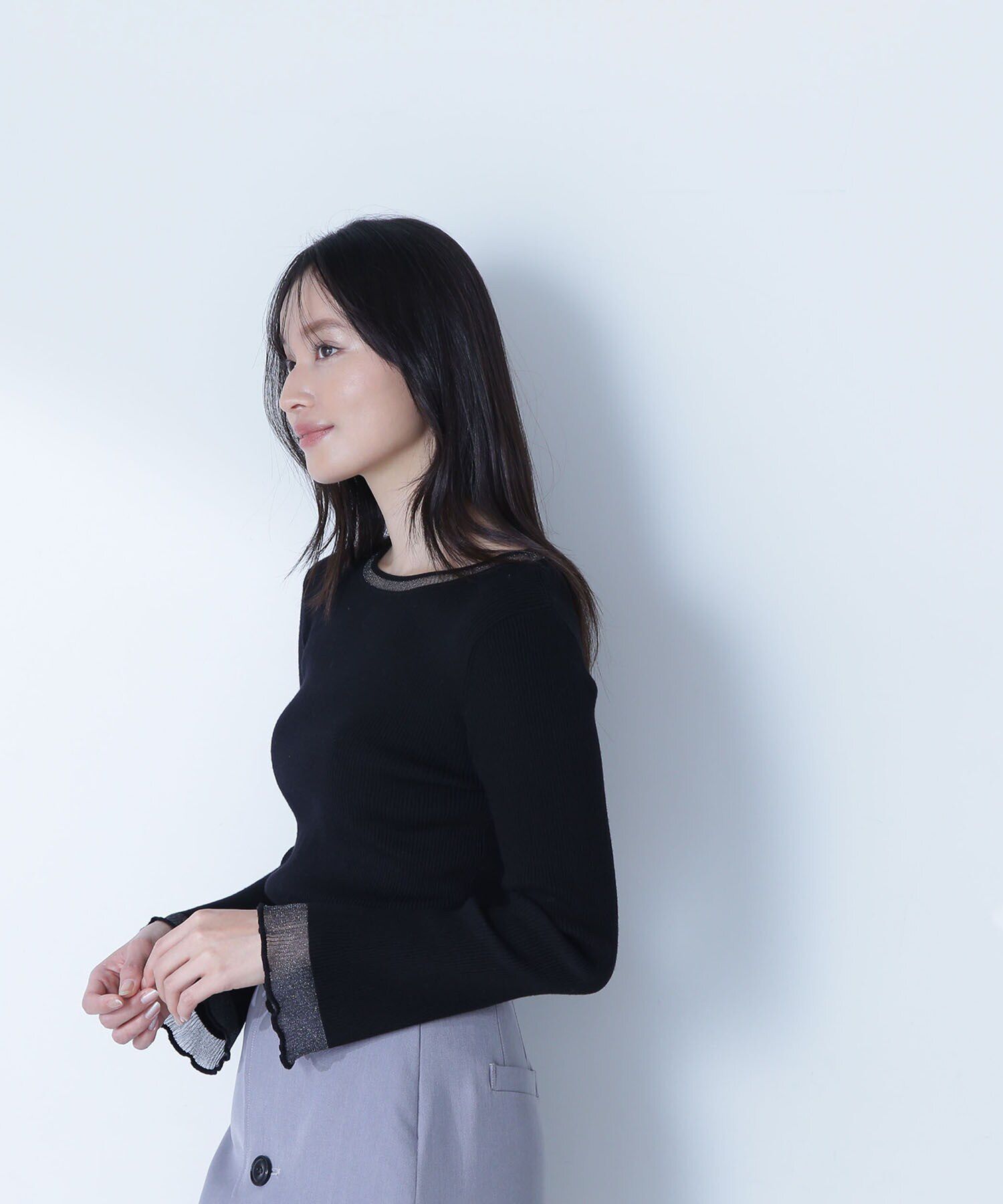  「ボートネックシアーカフスニット」|ニット・セーター|