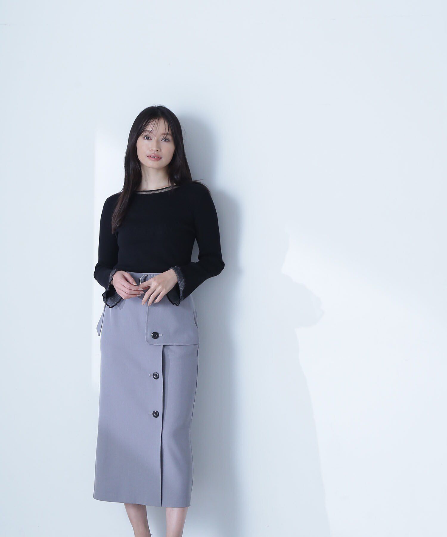  「ボートネックシアーカフスニット」|ニット・セーター|