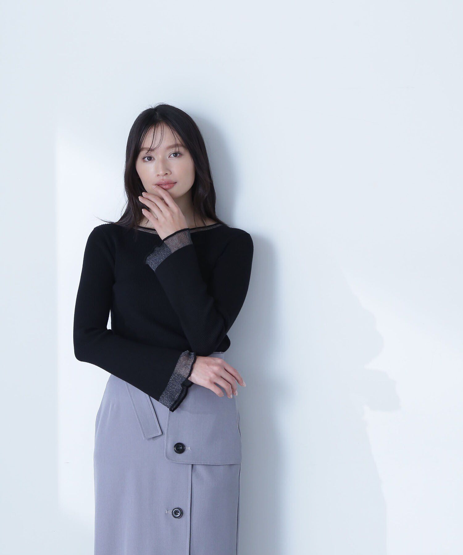  「ボートネックシアーカフスニット」|ニット・セーター|