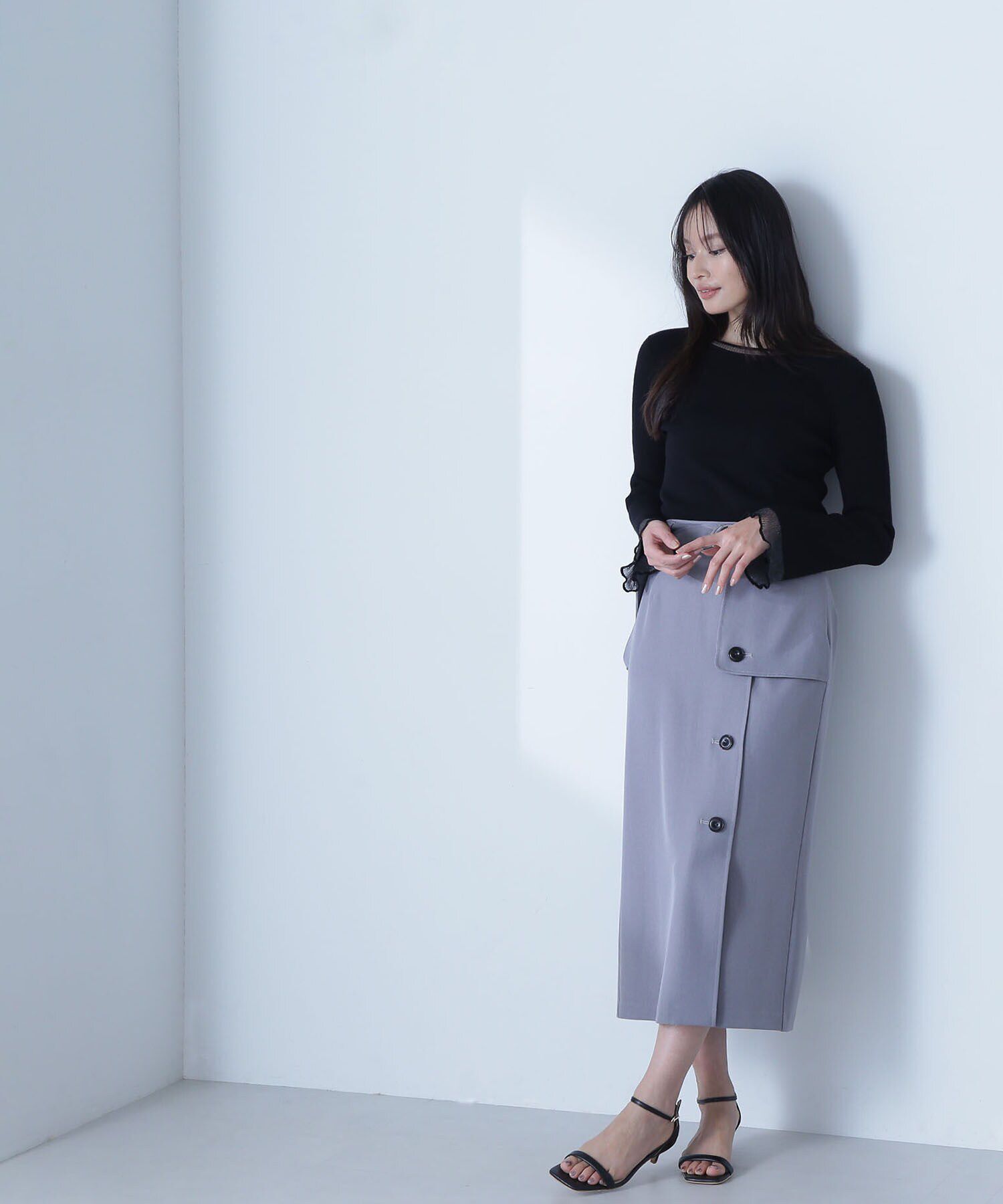  「ボートネックシアーカフスニット」|ニット・セーター|