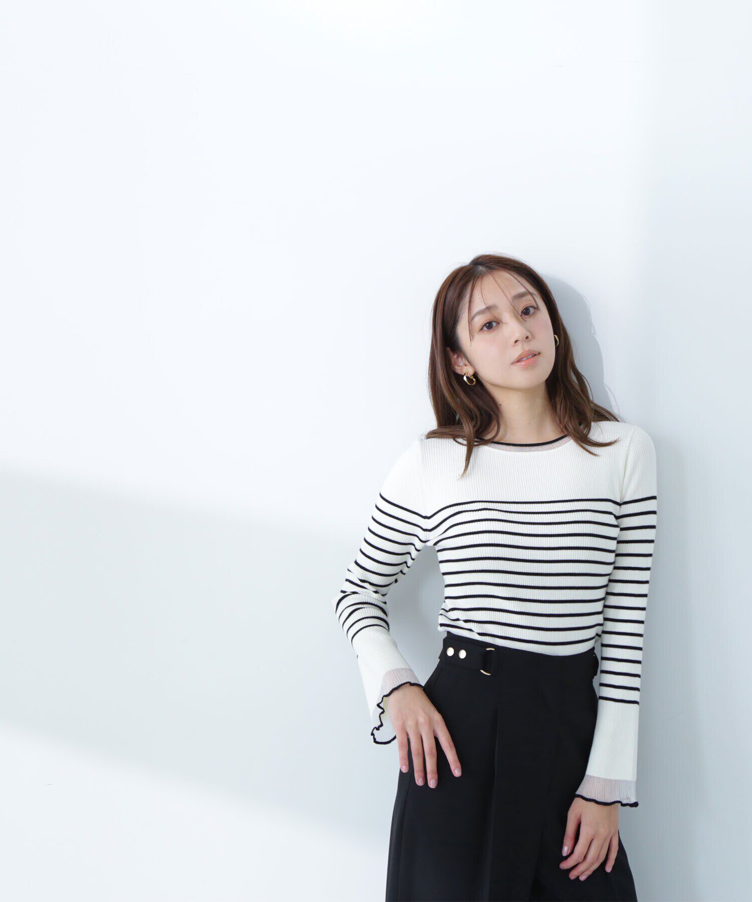  「ボートネックシアーカフスニット」|ニット・セーター|