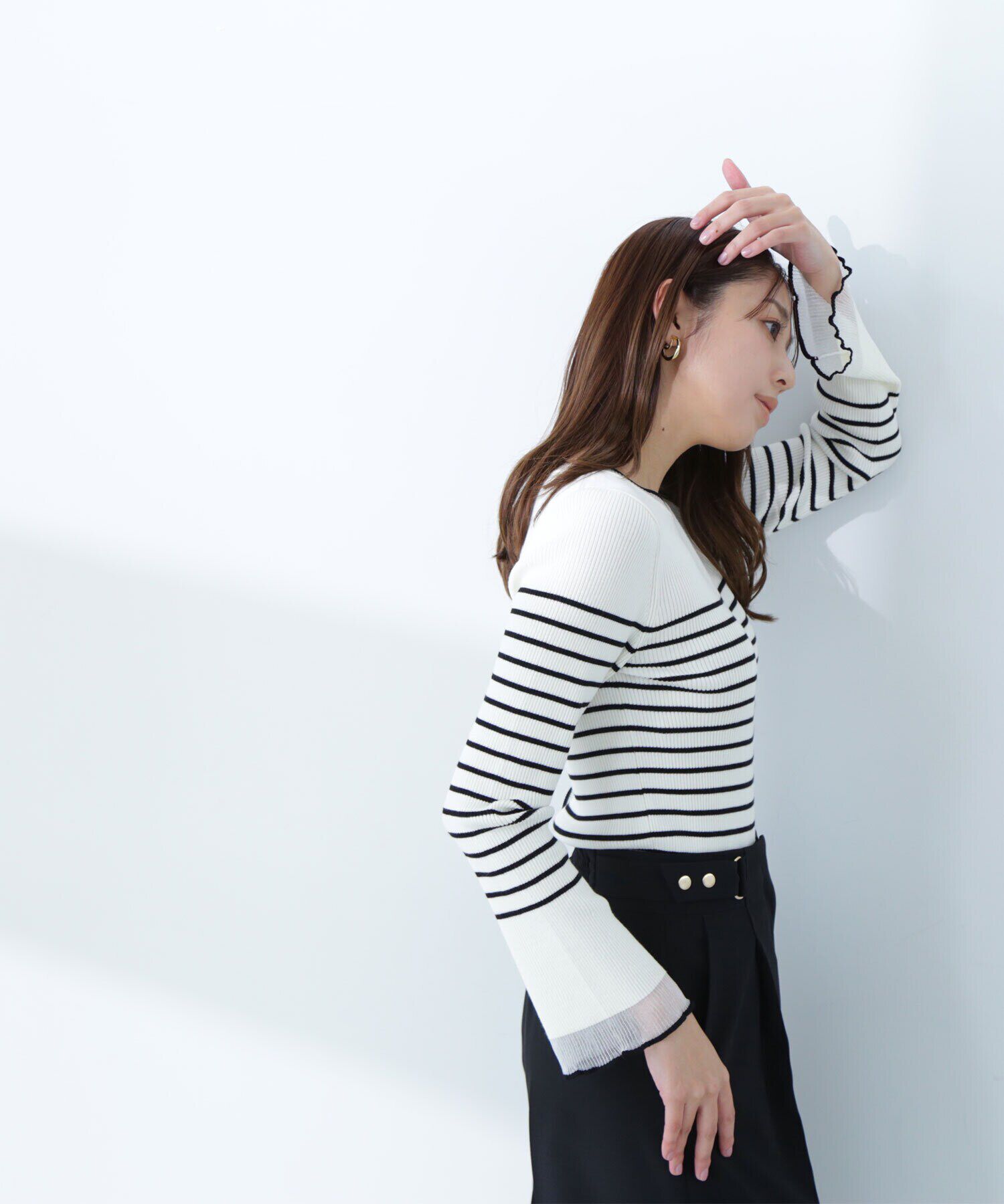  「ボートネックシアーカフスニット」|ニット・セーター|