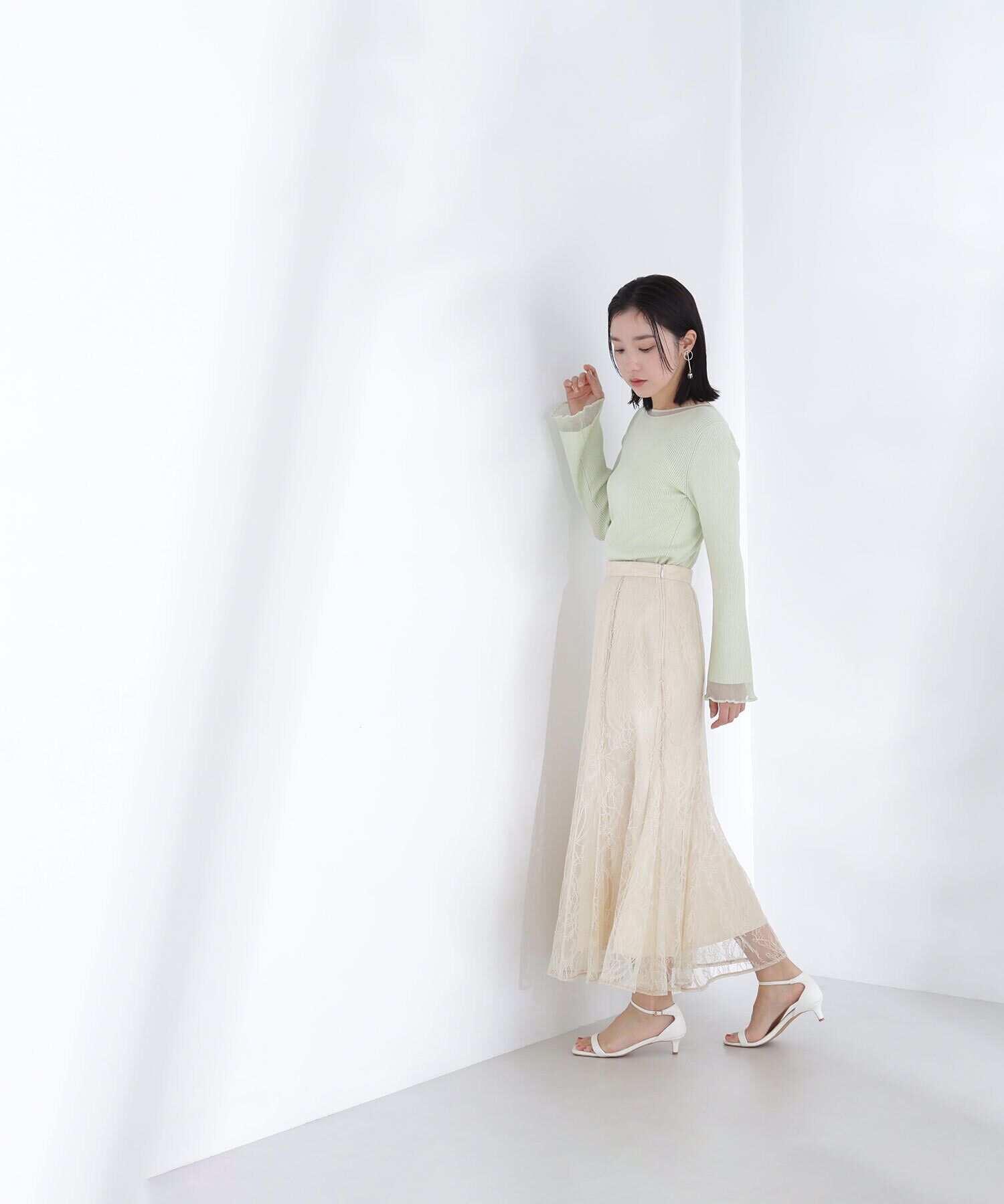  「ボートネックシアーカフスニット」|ニット・セーター|