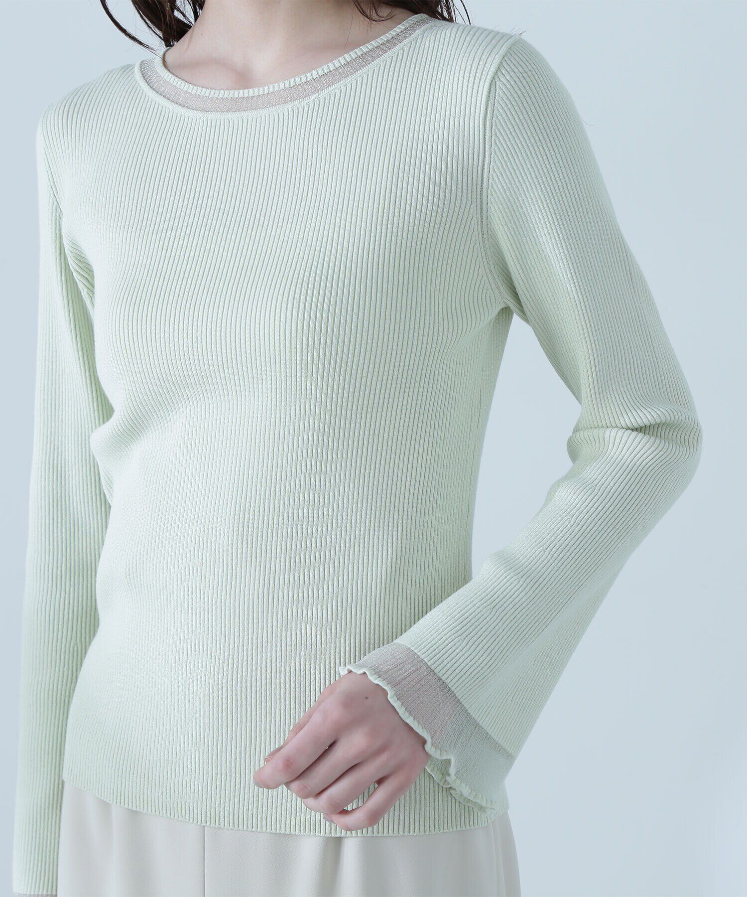  「ボートネックシアーカフスニット」|ニット・セーター|