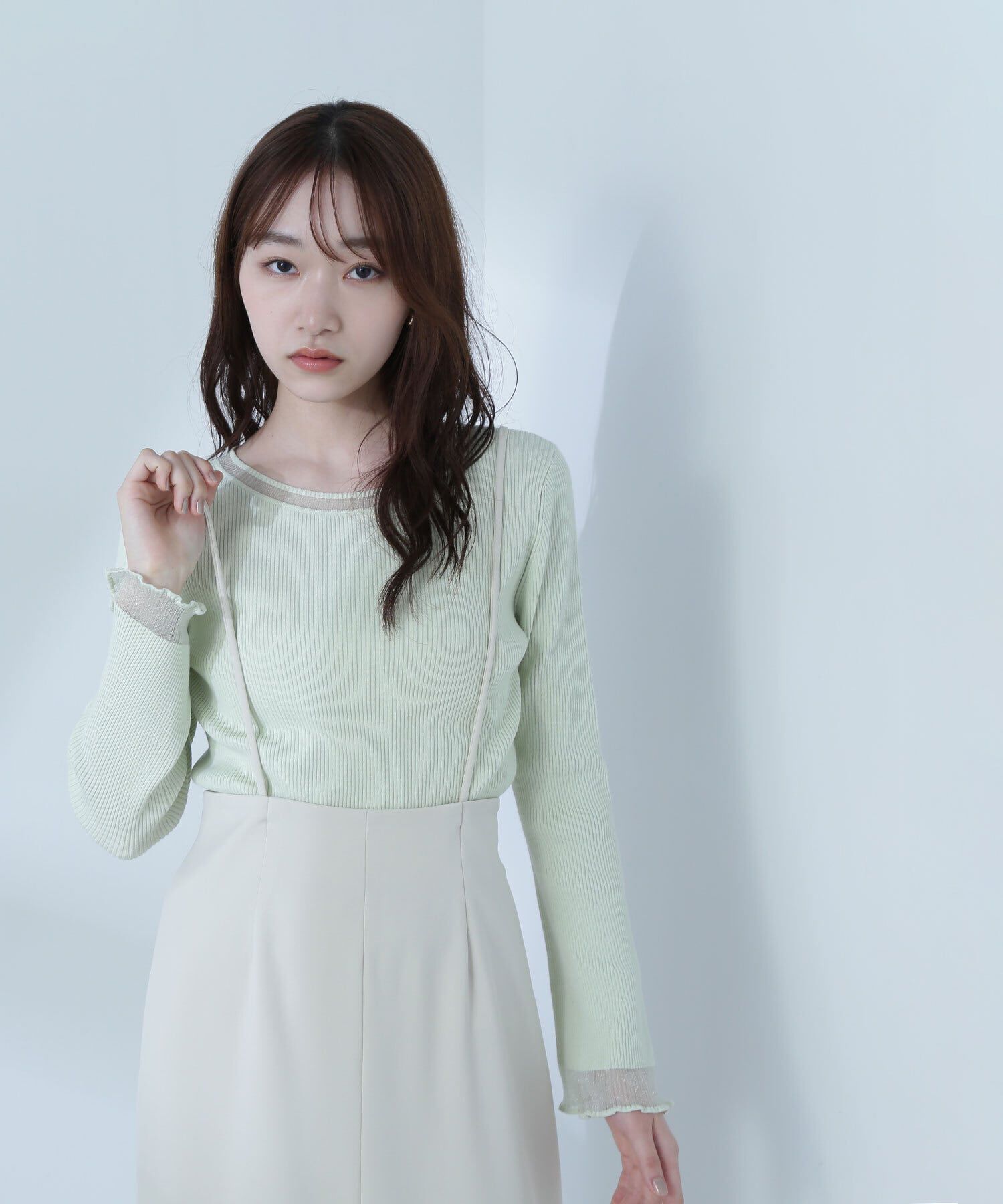  「ボートネックシアーカフスニット」|ニット・セーター|