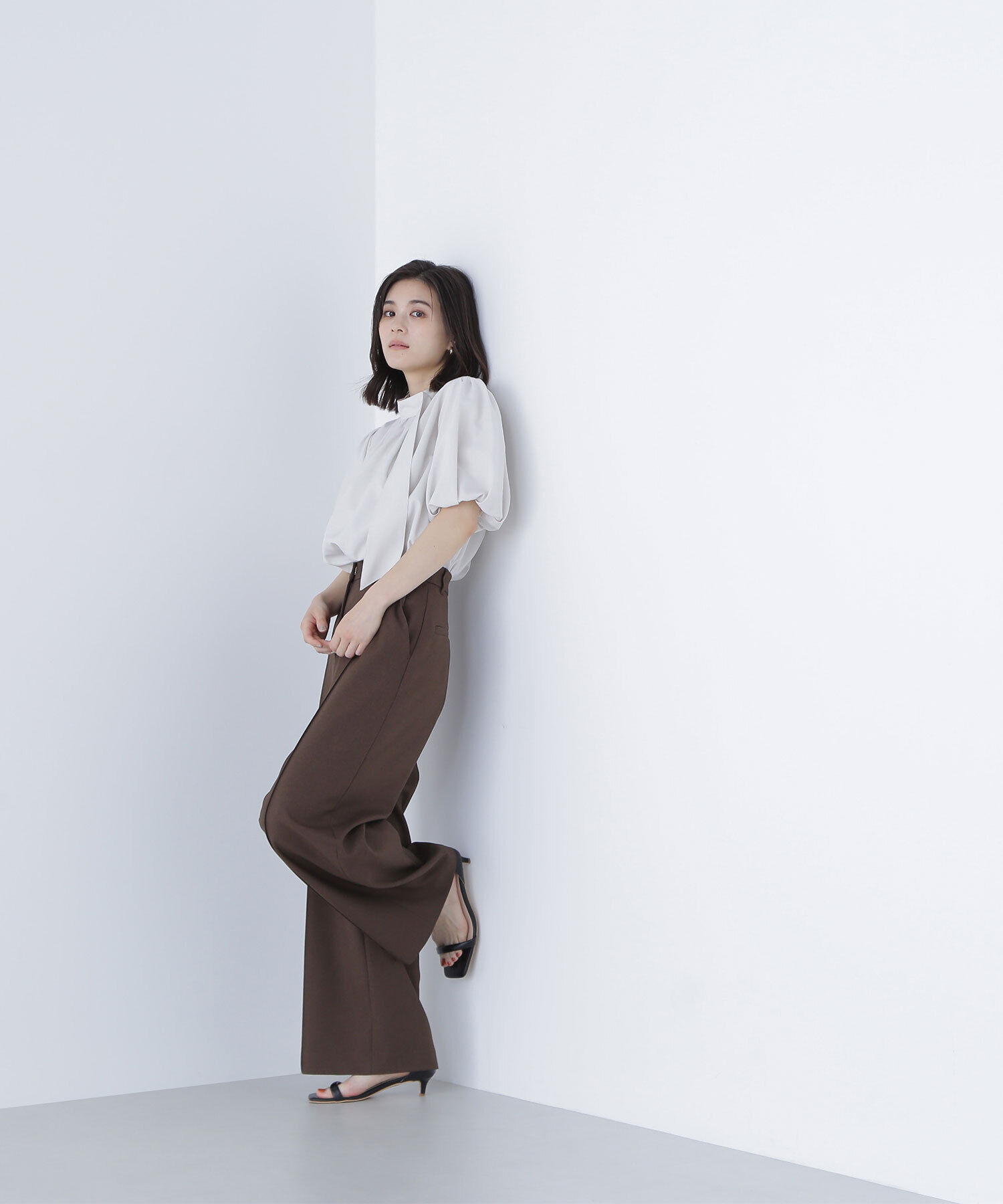  「リネンライクサイドタイブラウス」|シャツ・ブラウス|