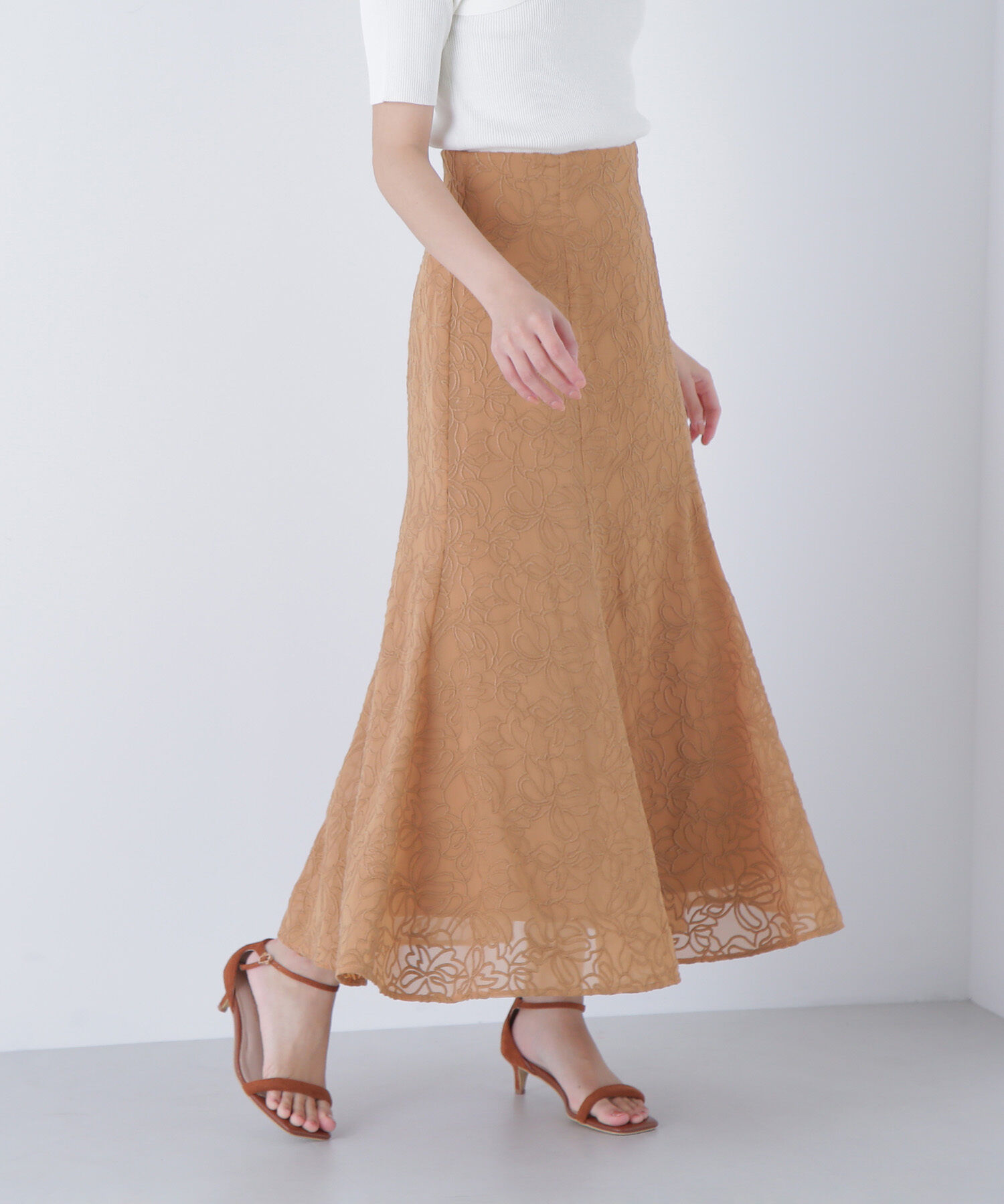  「フラワー刺繍マーメイドスカート」|スカート|