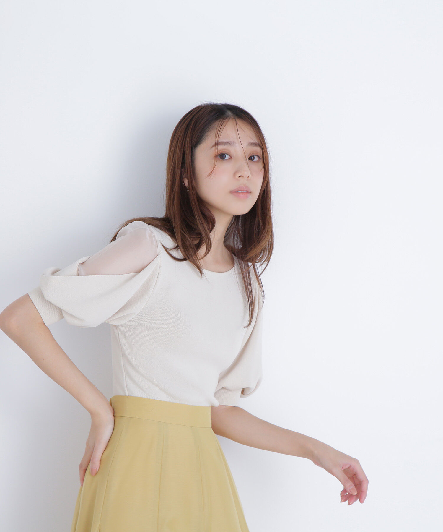  「シアーレイヤースリーブニット」|ニット・セーター|