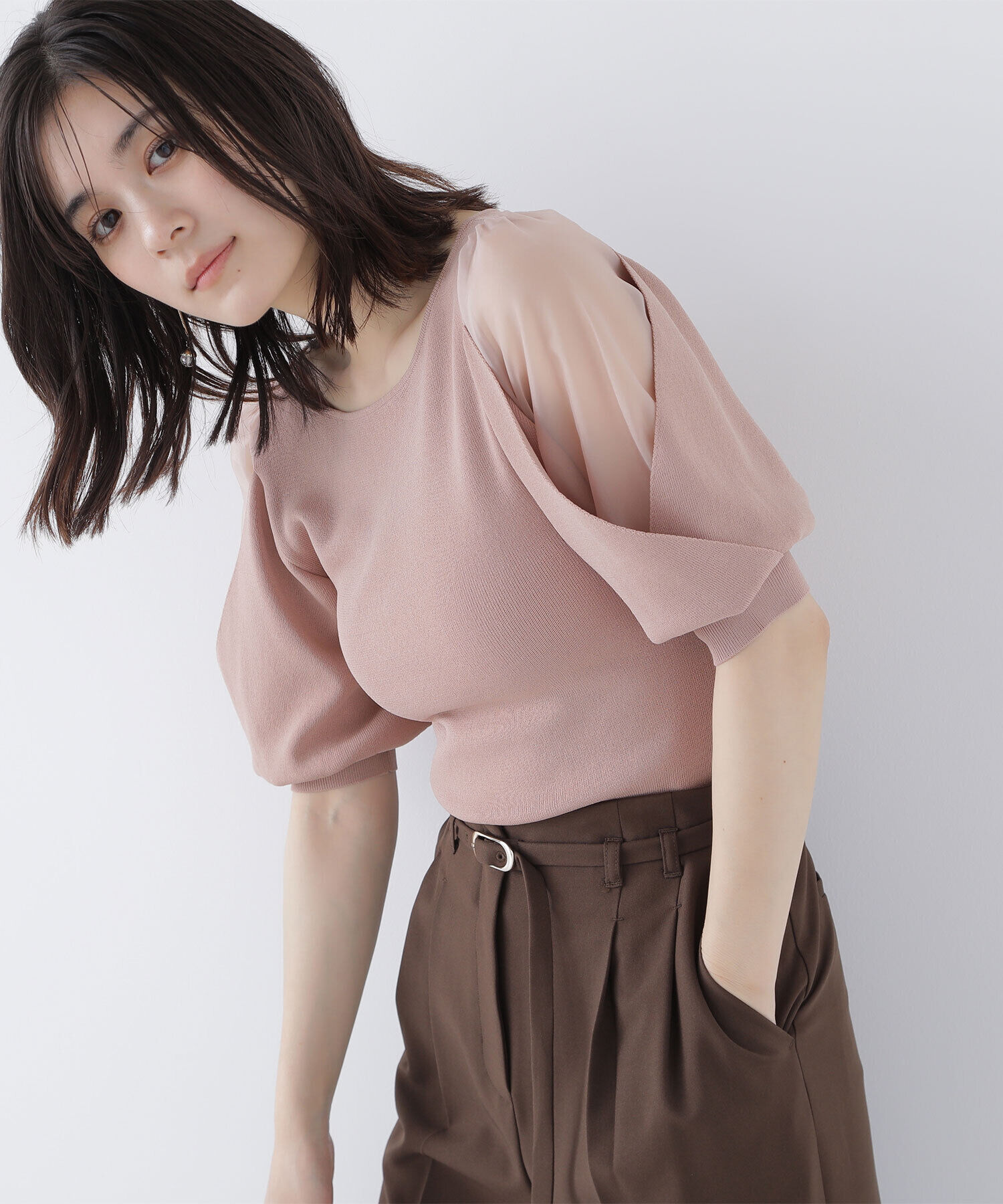  「シアーレイヤースリーブニット」|ニット・セーター|