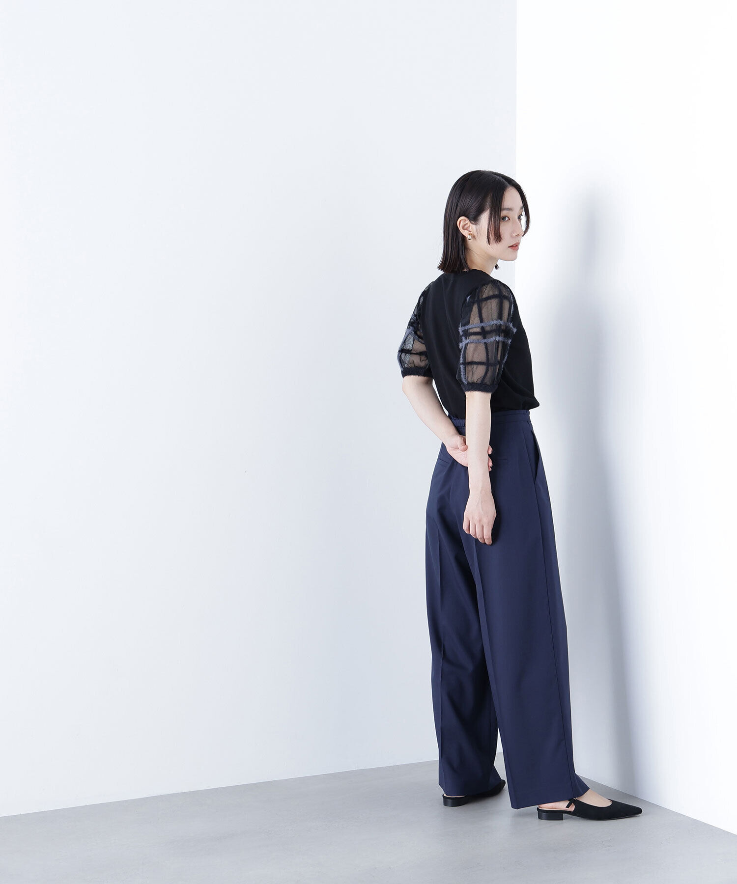  「シアーチェックスリーブニット」|ニット・セーター|