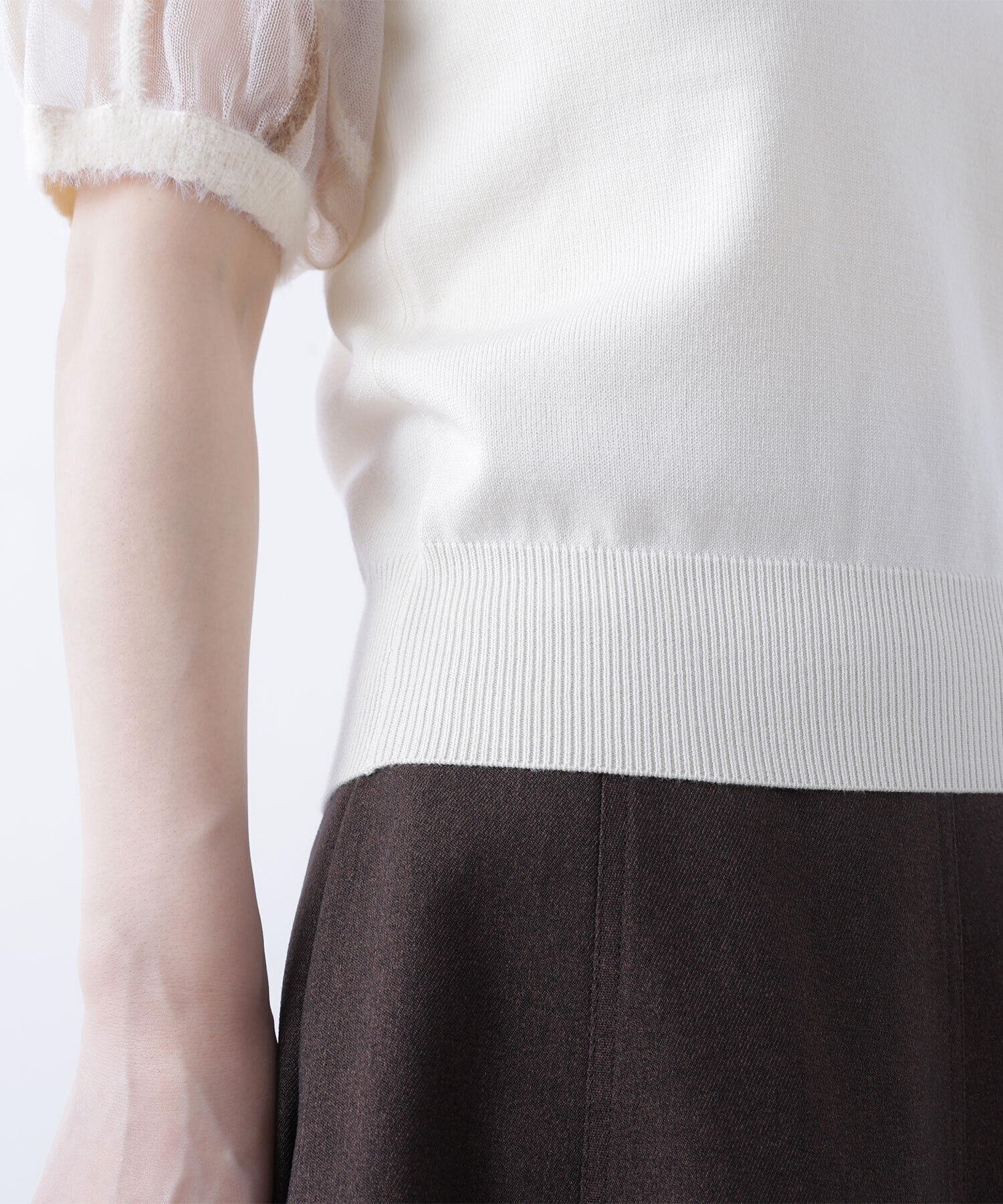  「シアーチェックスリーブニット」|ニット・セーター|