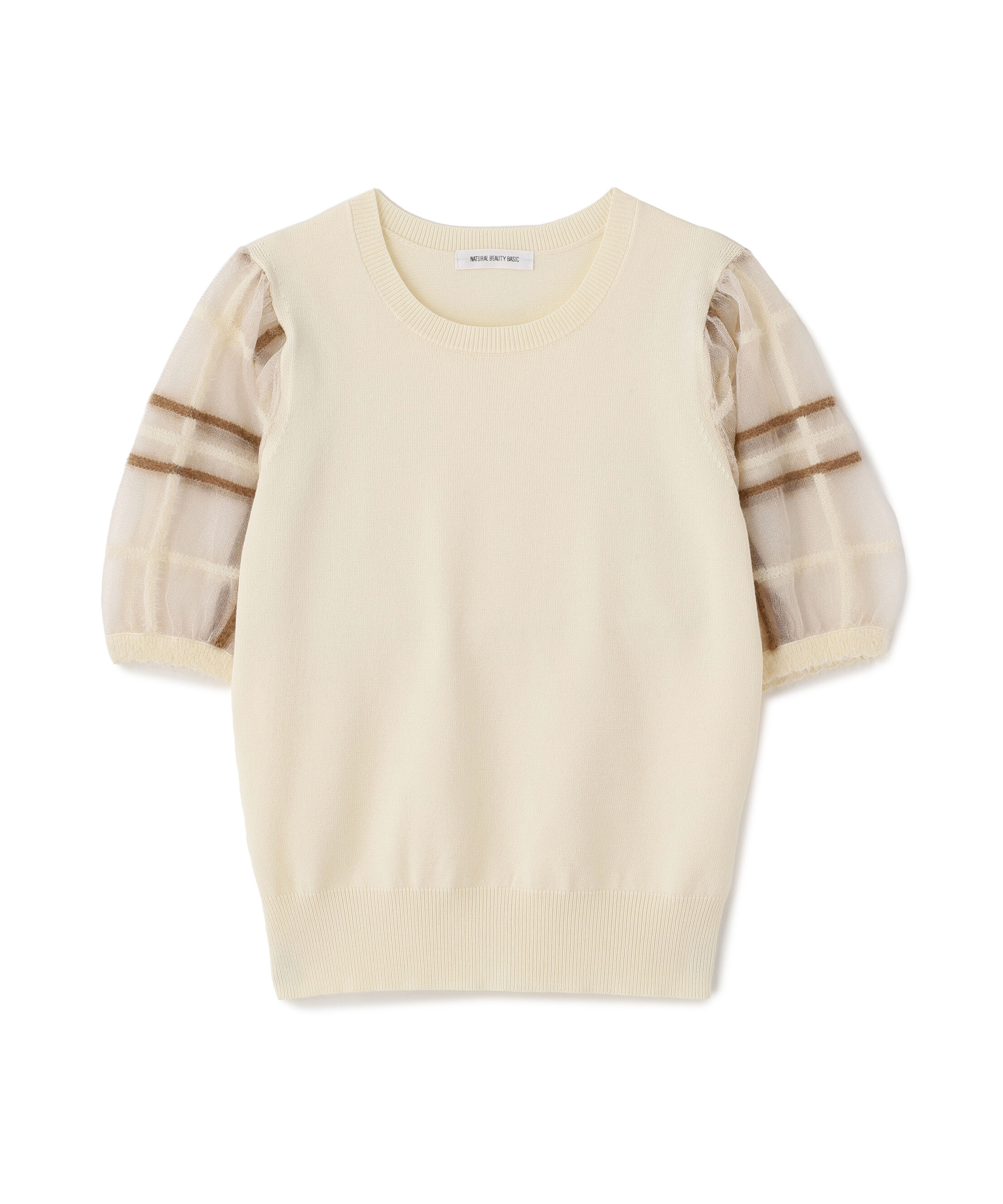  「シアーチェックスリーブニット」|ニット・セーター|