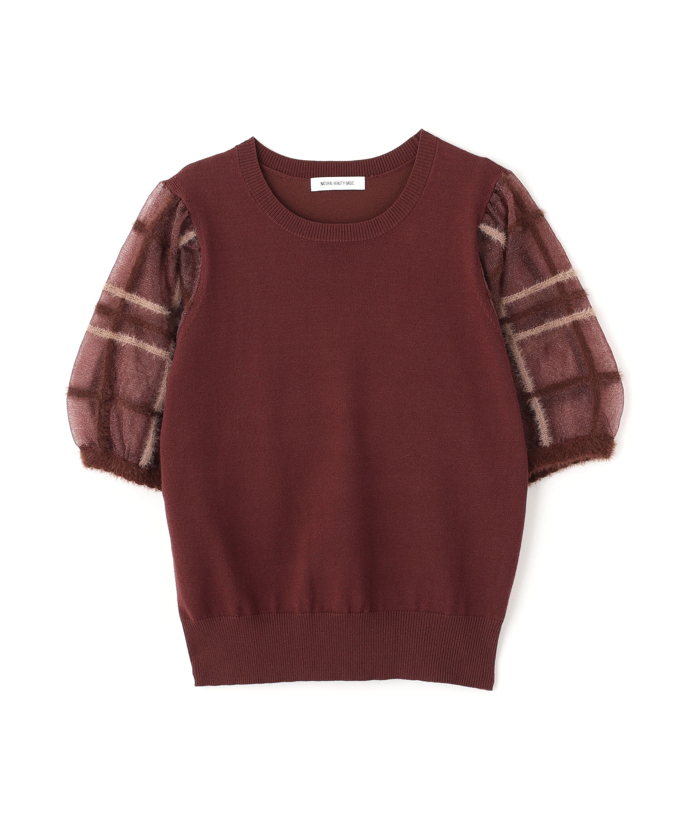  「シアーチェックスリーブニット」|ニット・セーター|