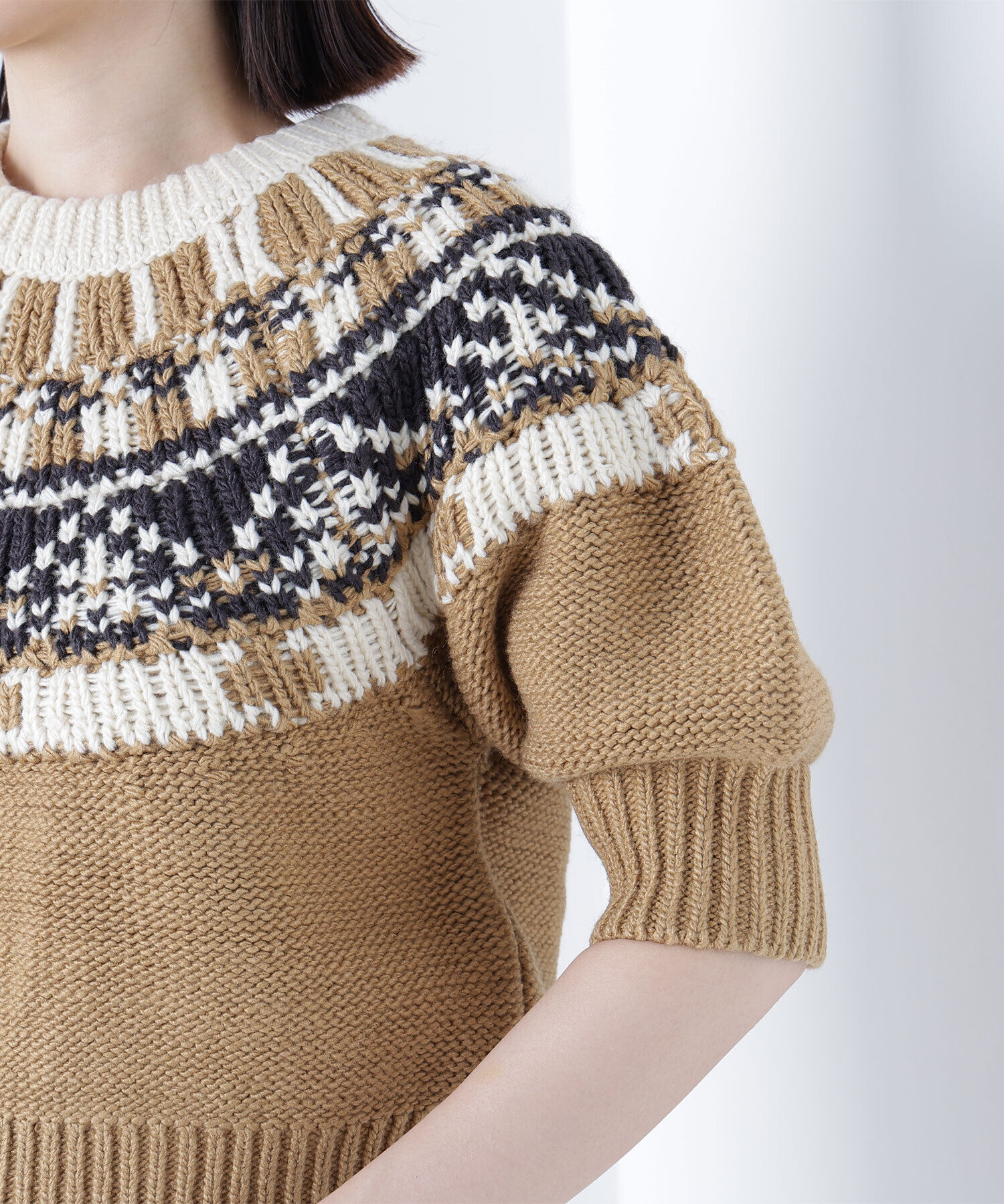  「ノルディックハーフスリーブニット」|ニット・セーター|