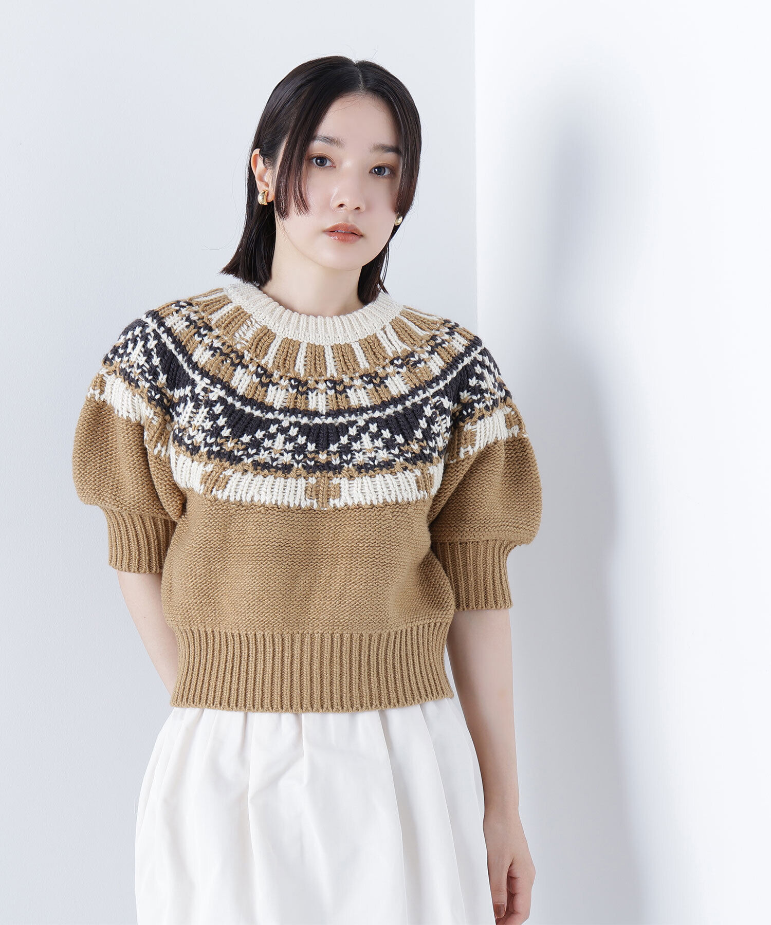  「ノルディックハーフスリーブニット」|ニット・セーター|