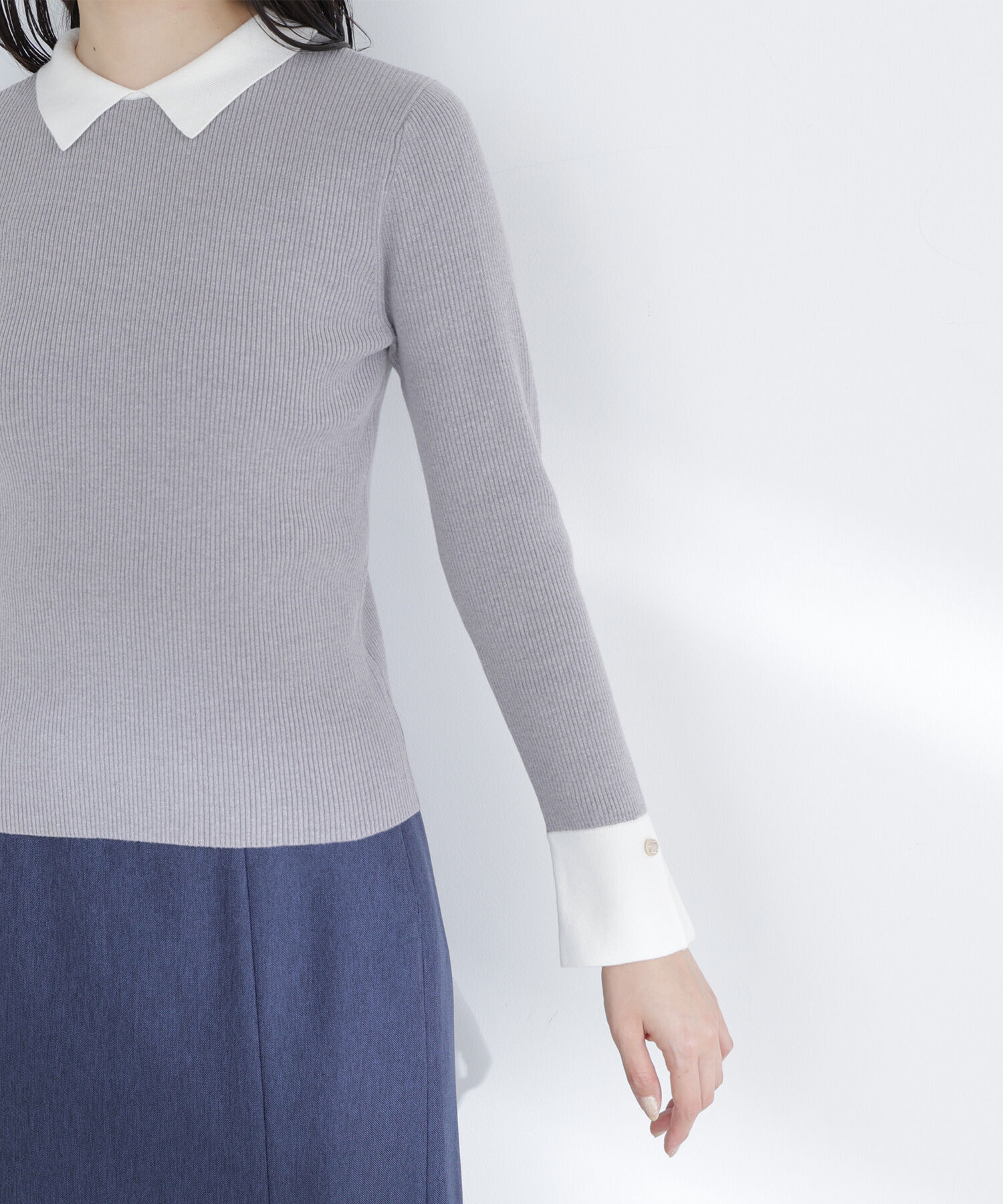  「襟付リブベーシックニット」|ニット・セーター|