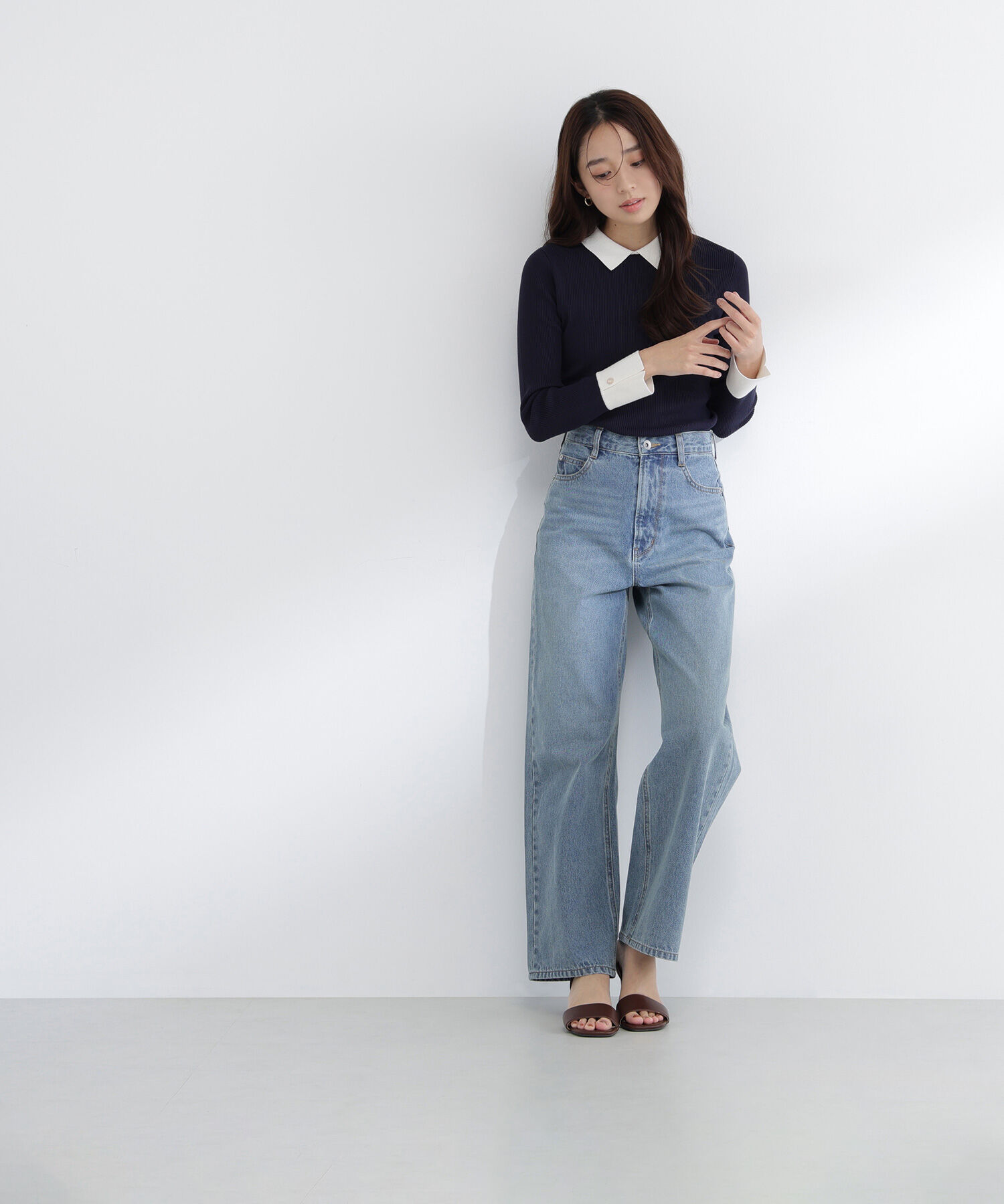  「襟付リブベーシックニット」|ニット・セーター|