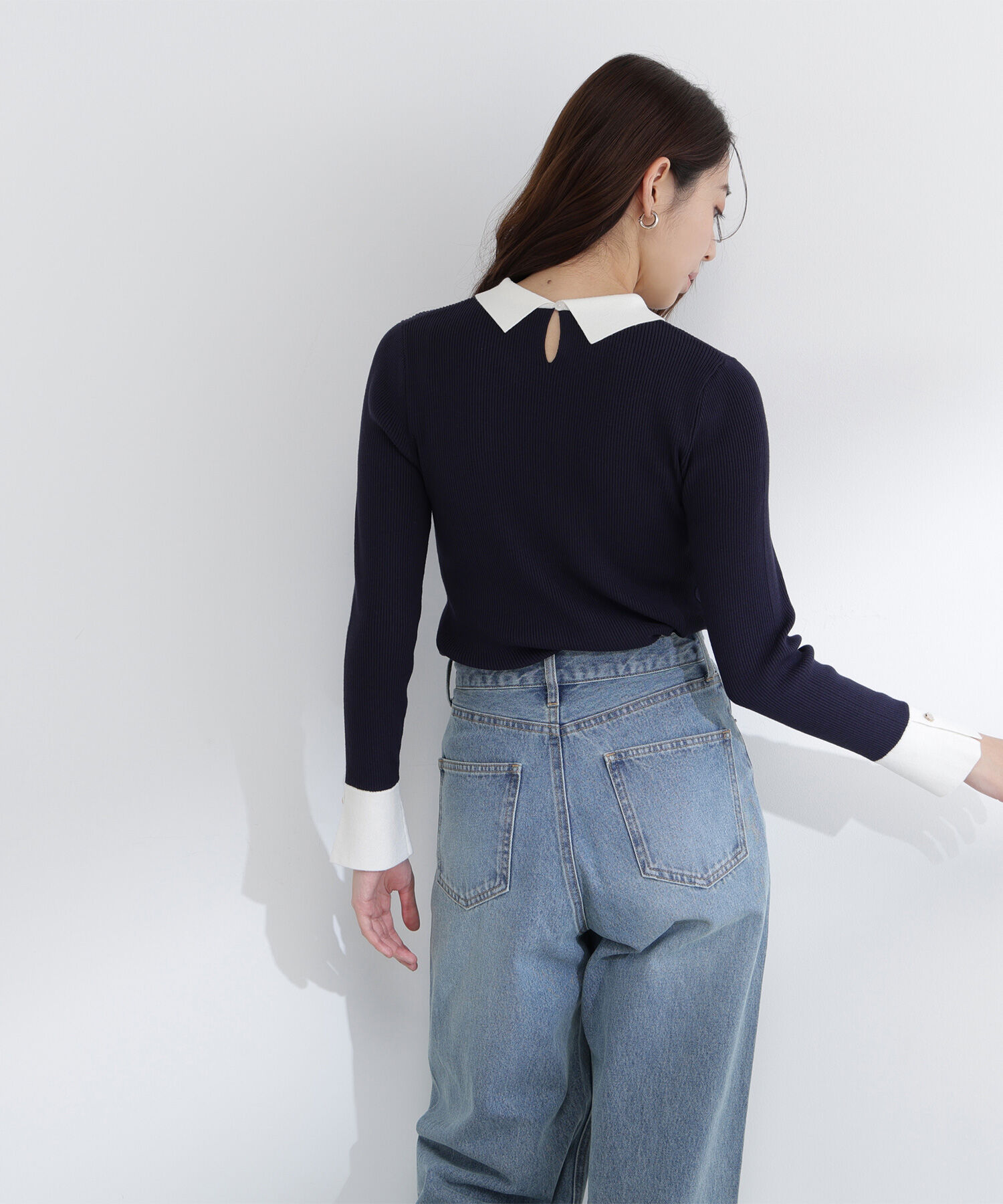  「襟付リブベーシックニット」|ニット・セーター|
