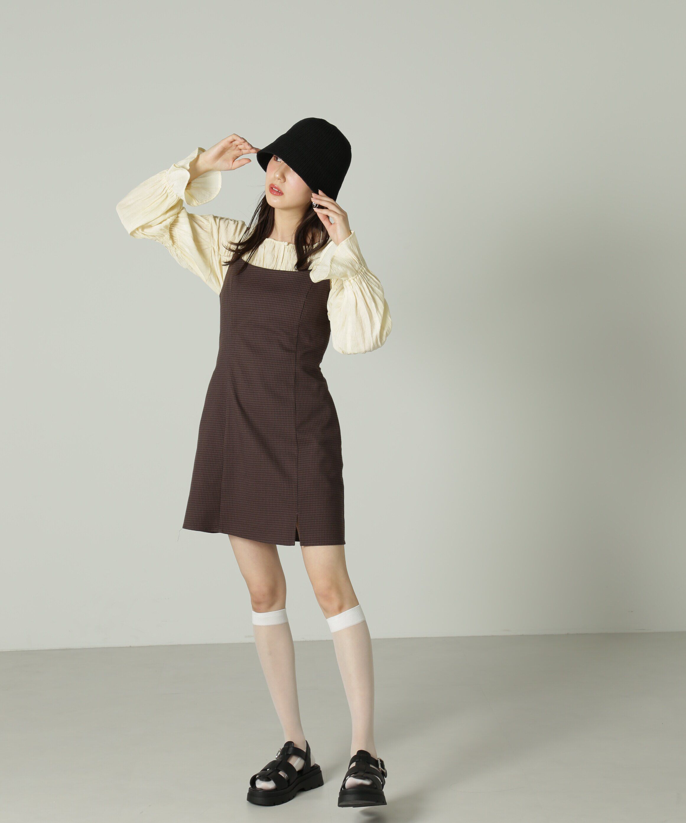  「Aラインミニキャミワンピース」|ワンピース|