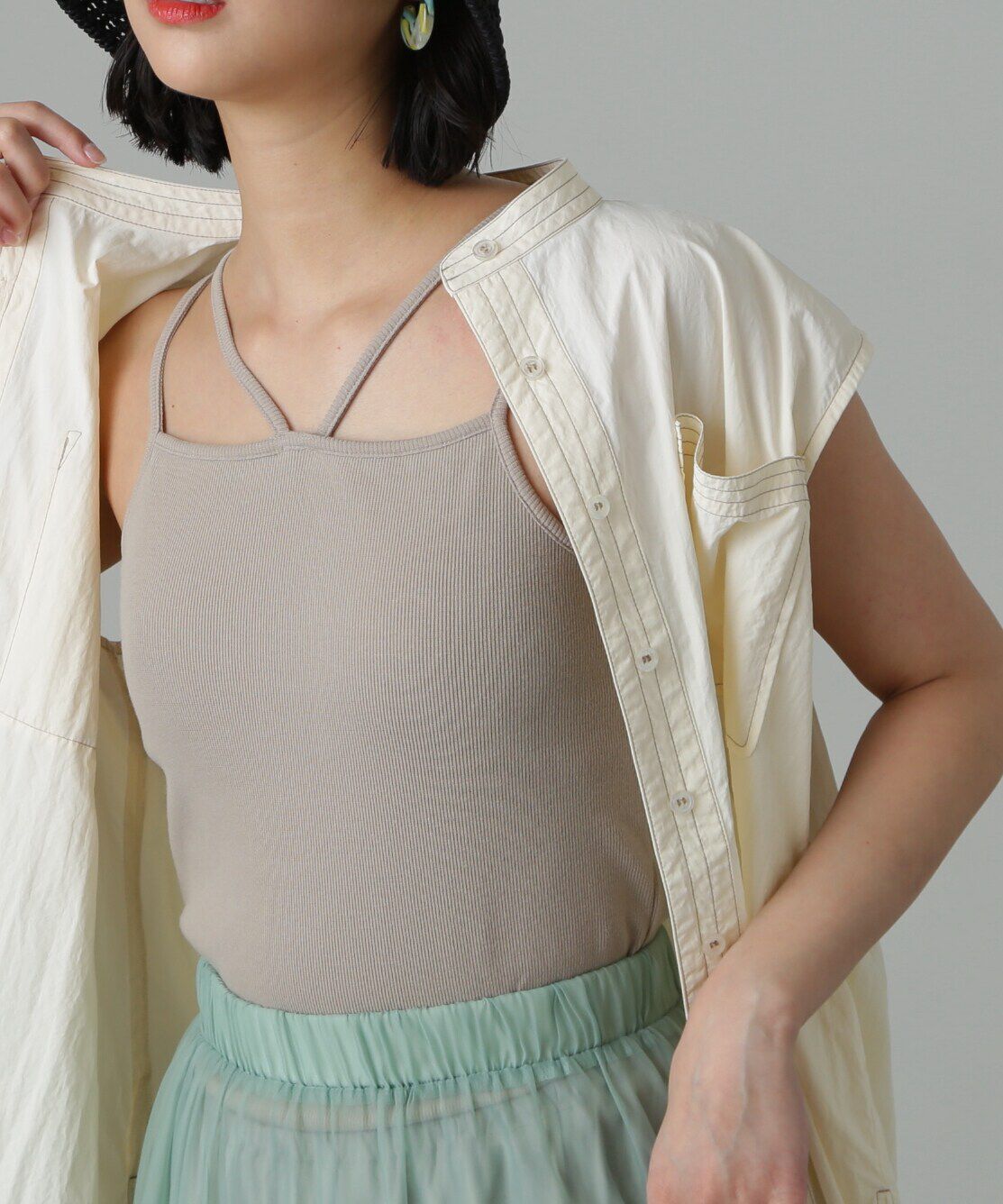  「カップ付きホルターネックキャミソール」|Tシャツ・カットソー|