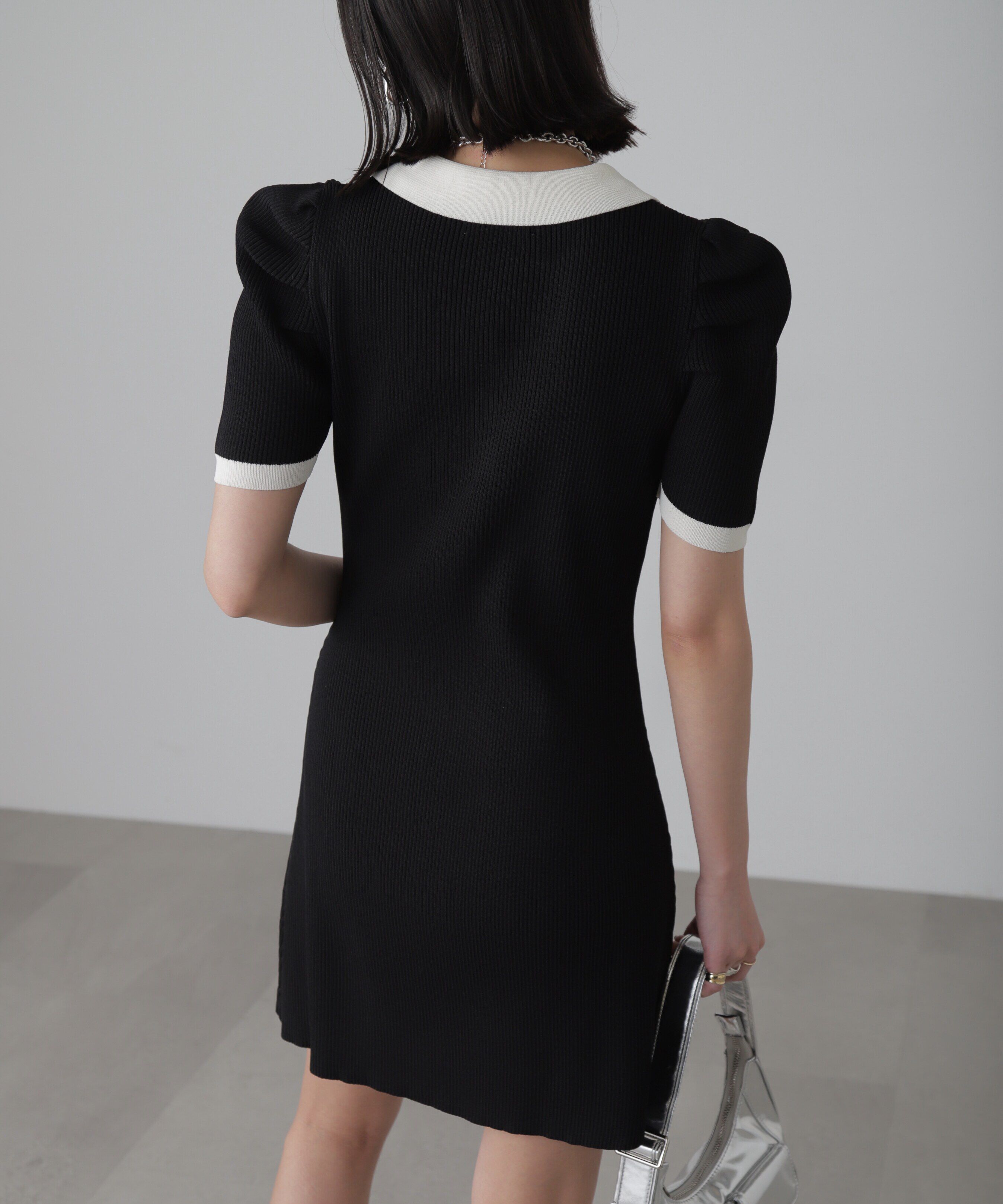  「配色半袖ポロワンピース」|ワンピース|