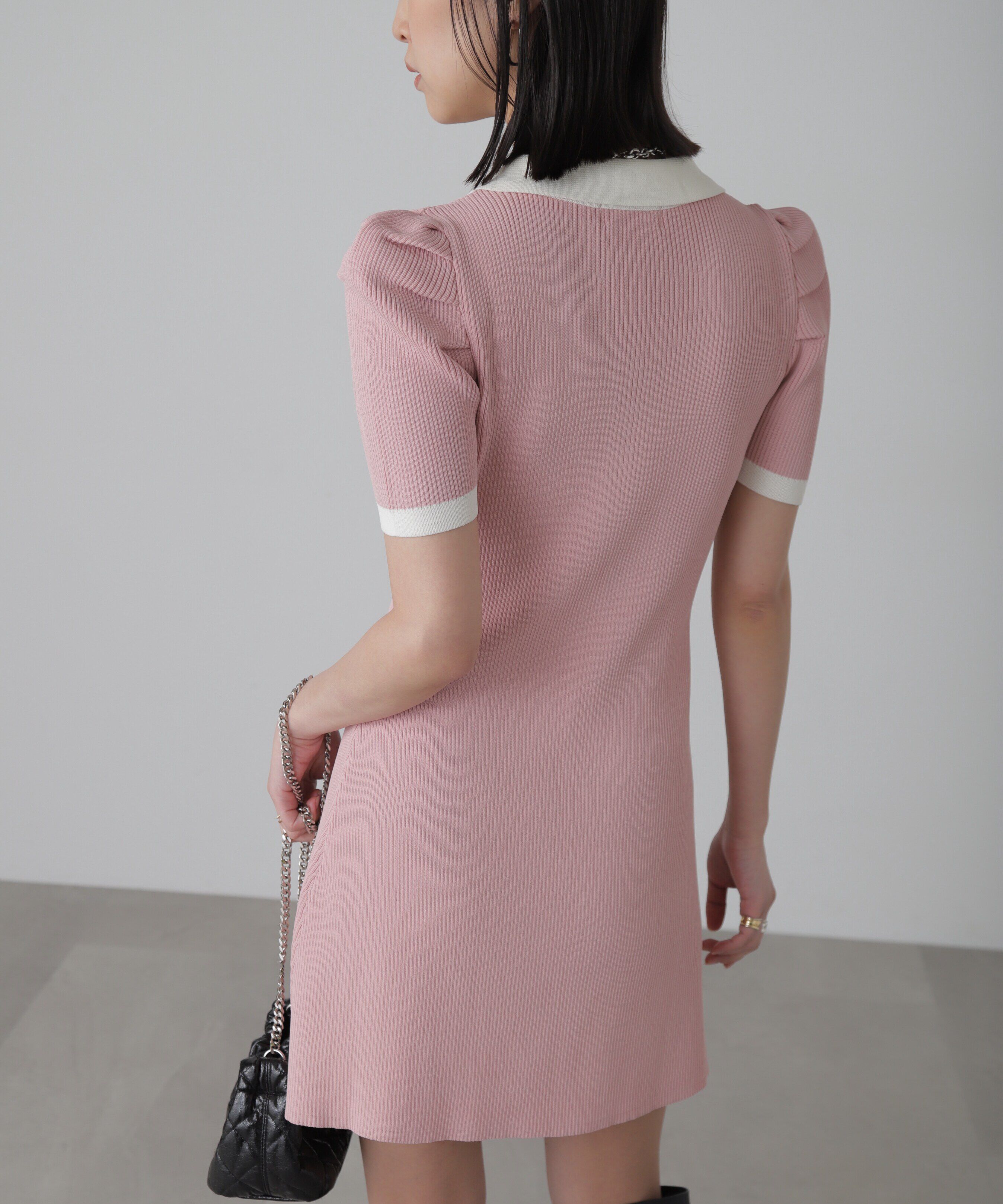  「配色半袖ポロワンピース」|ワンピース|